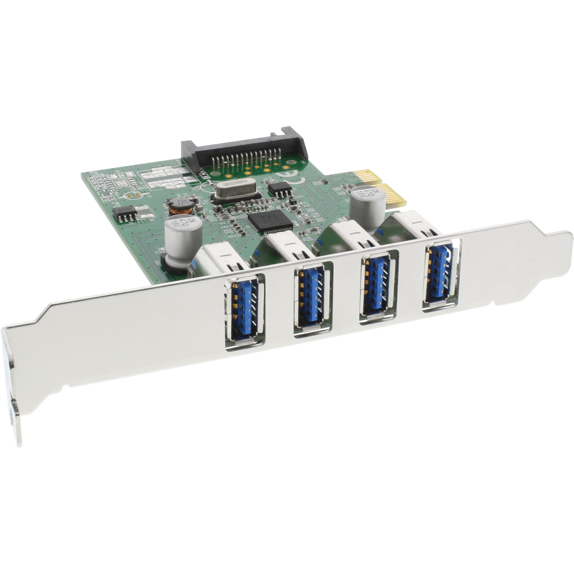 Inline® Schnittstellenkarte, 4x USB 3.0, PCIe, inkl. Low-Profile Slotblech