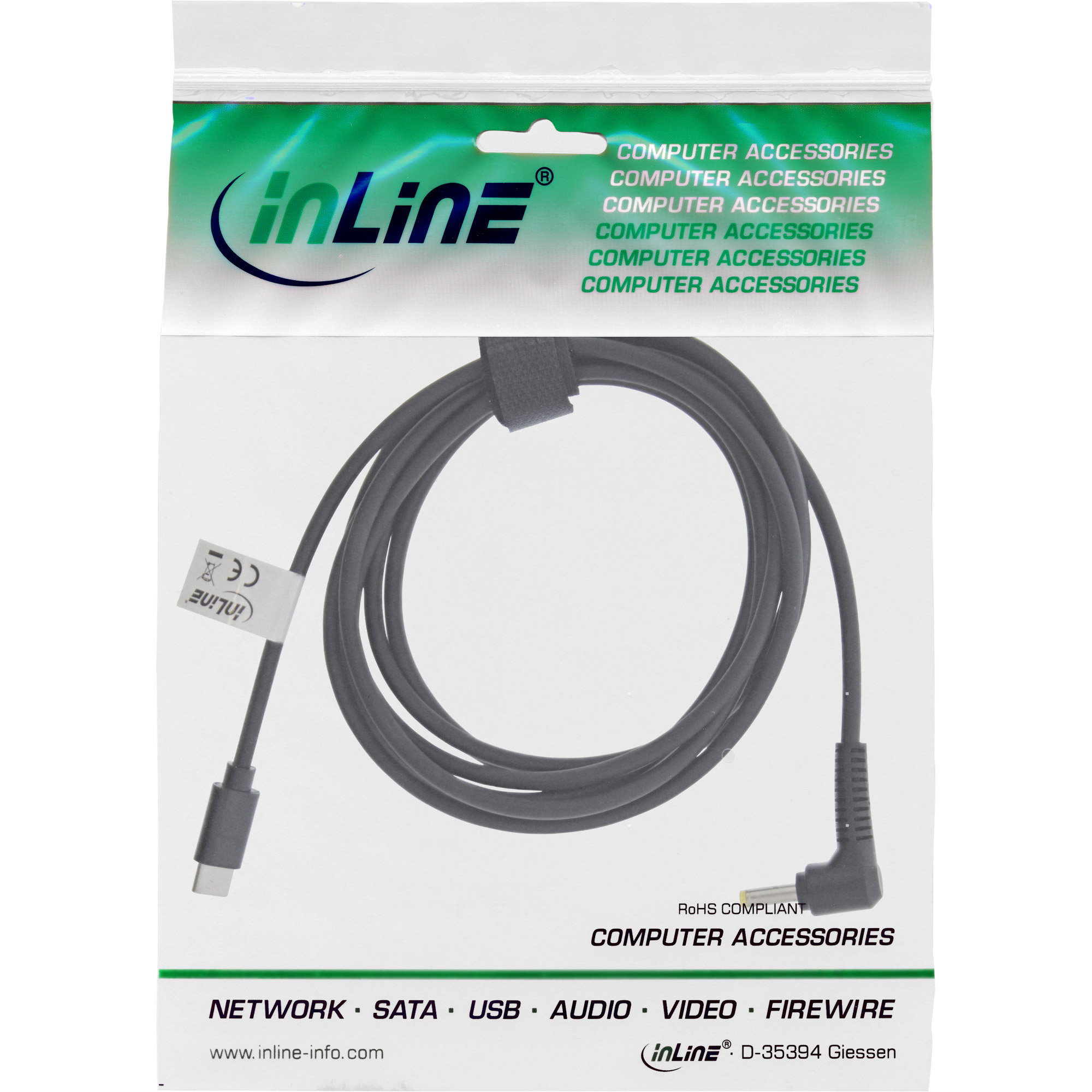 Inline® USB-C zu BenQ/ASUS Notebook (rund/klein) Ladekabel, 2m