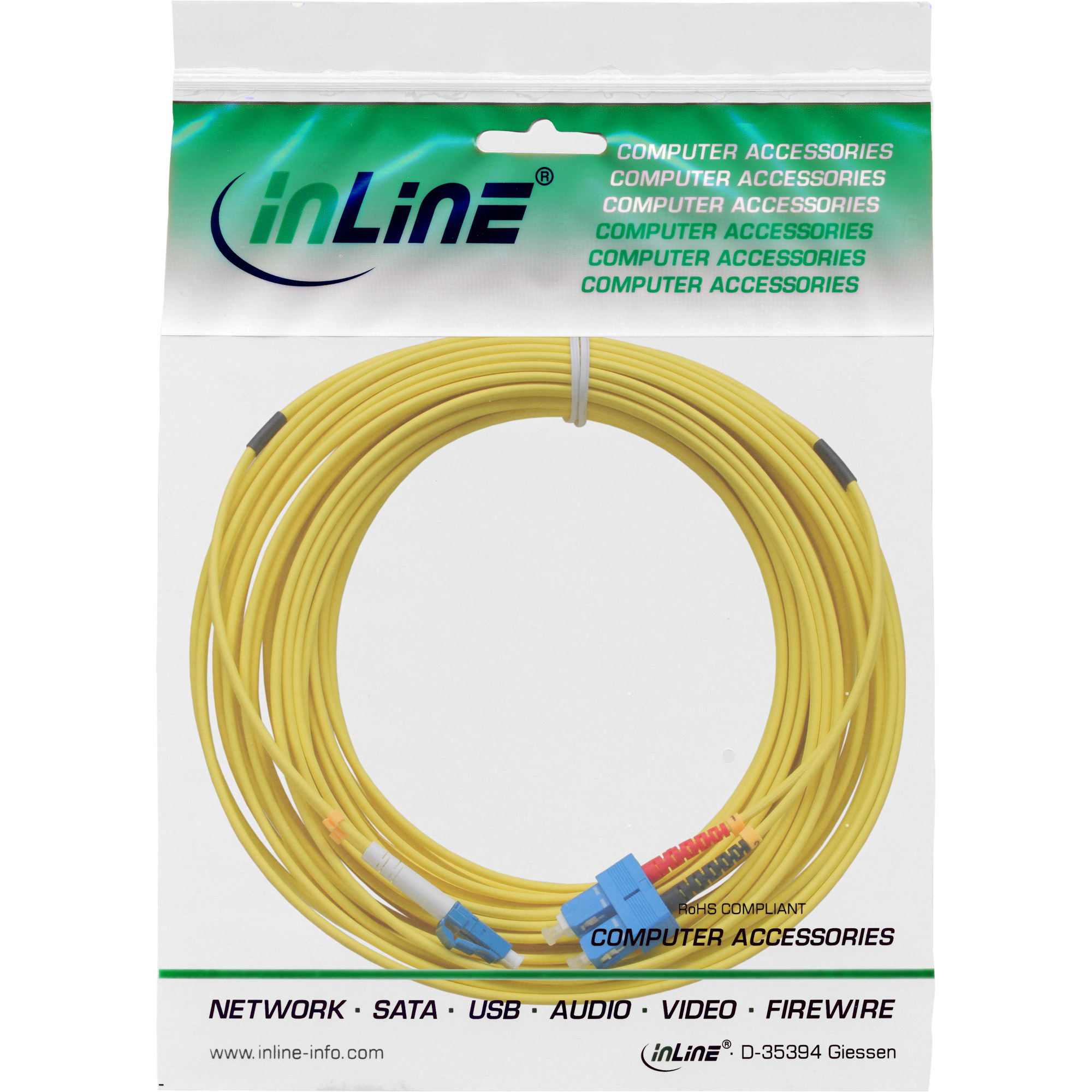 Inline® LWL Duplex Kabel, LC/SC, 9/125µm, OS2, 3m