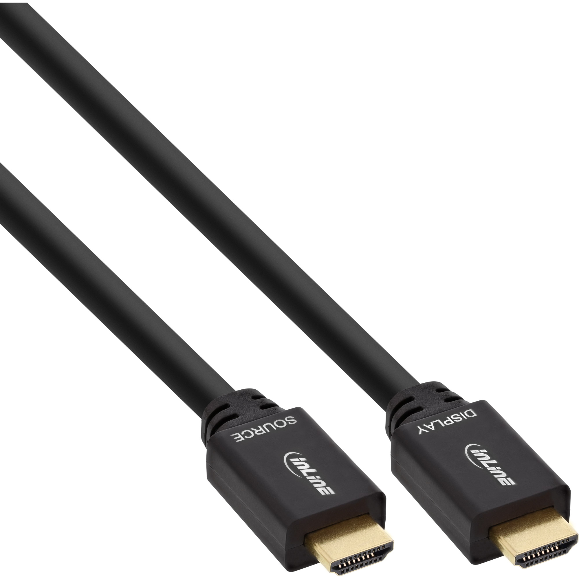 Inline® HDMI-High Speed Kabel mit Ethernet, ST / ST, aktiv, schwarz / gold, 30m