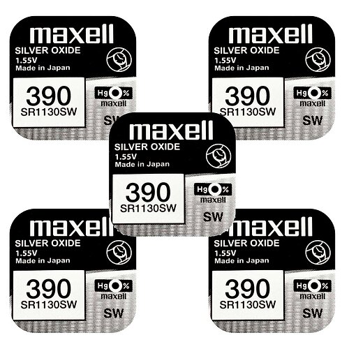 5x Maxell SR1130SW SR54 390 Silberoxid Batterie 1,55 V