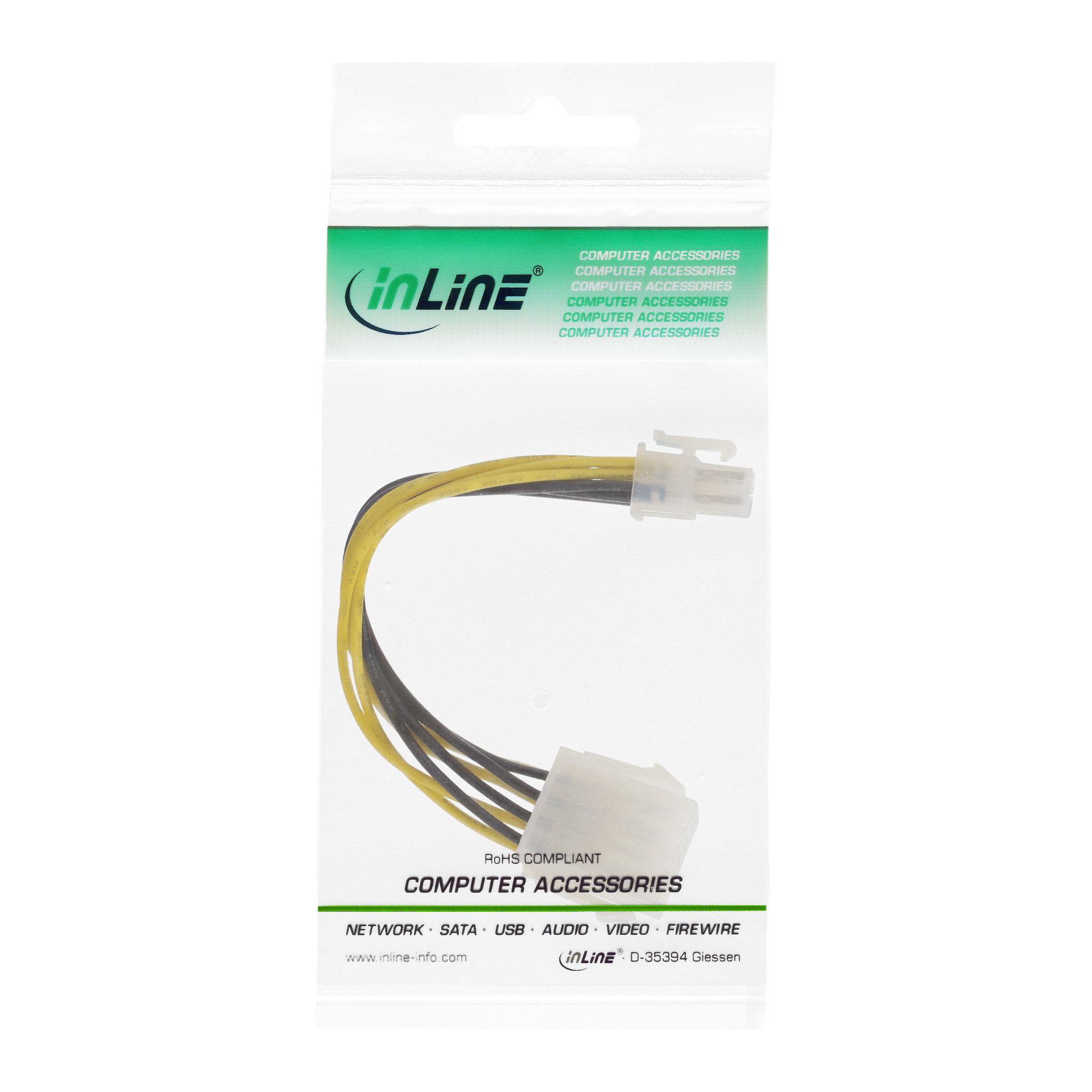 Inline® Stromadapter intern, 8pol ATX2.0 Netzteil (EPS) zu 4pol ATX1.3 Mainboard Inline® Stromadapter intern, 8pol ATX2.0 Netzteil (EPS) zu 4pol ATX1.3 Mainboard