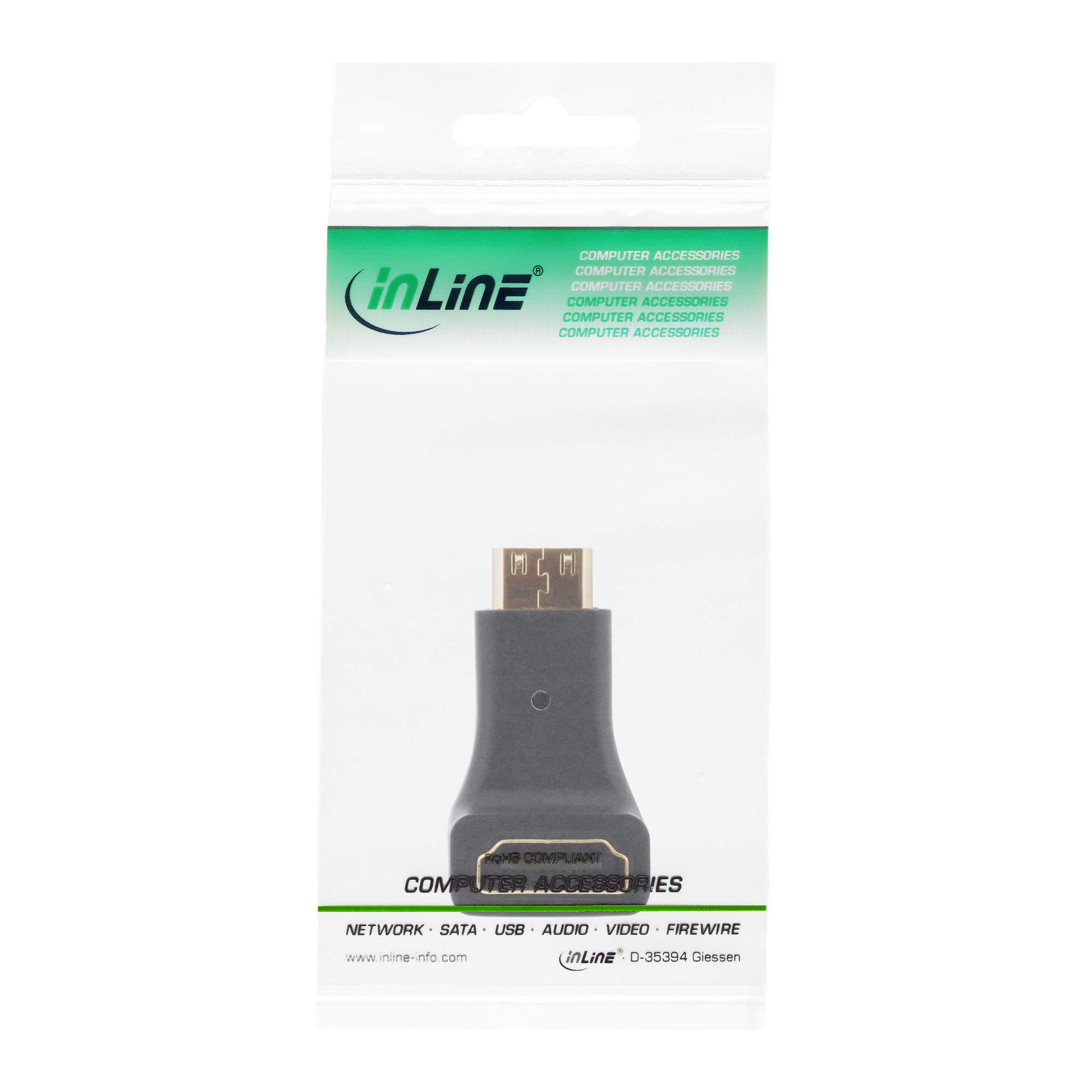 Inline® HDMI Adapter, HDMI A Buchse auf Mini HDMI C Stecker, gewinkelt, 4K2K Inline® HDMI Adapter, HDMI A Buchse auf Mini HDMI C Stecker, gewinkelt, 4K2K