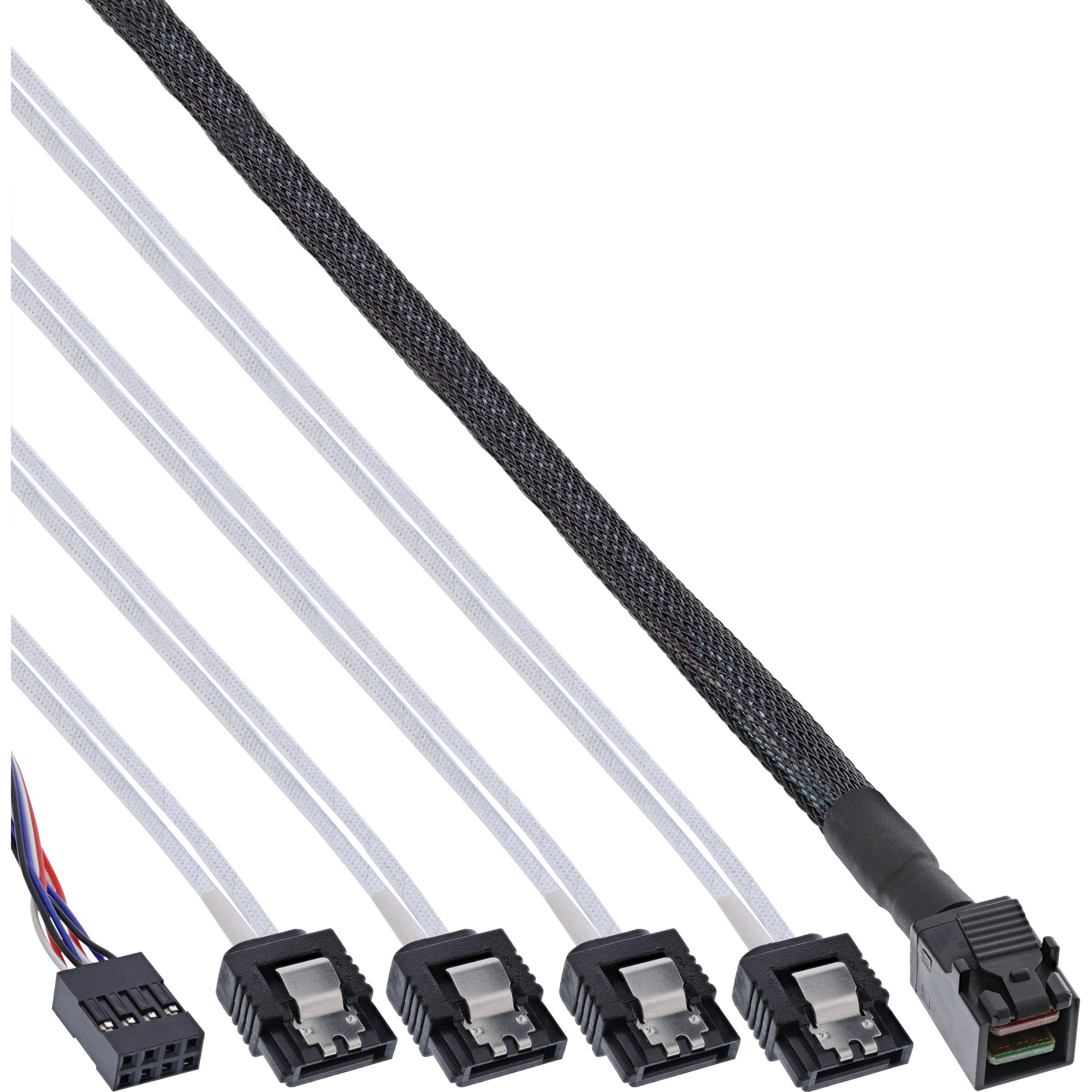 Inline® Mini SAS HD Kabel, SFF-8643 zu 4x SATA + Sideband, 1m Inline® Mini SAS HD Kabel, SFF-8643 zu 4x SATA + Sideband, 1m