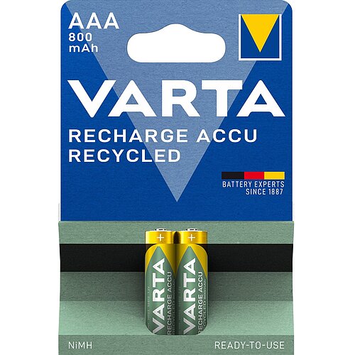 2x Varta NiMH AAA Micro 800mAh HR03 Reycled Recharge Akku 2x Varta NiMH AAA Micro 800mAh HR03 Reycled Recharge Akku