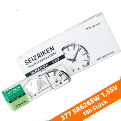 100x SR626SW SR66 377 Silberoxid Batterie Seizaiken 1,55 V