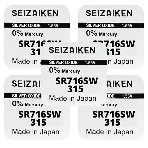 5x SR716SW SR67 315 Silberoxid Batterie Seizaiken 1,55 V