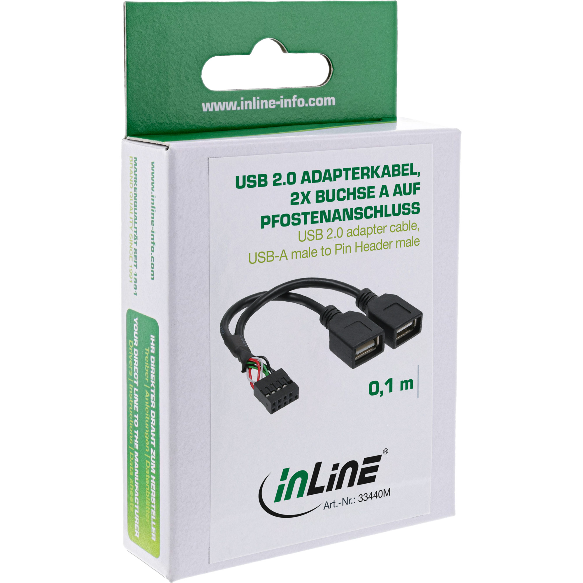 Inline® USB 2.0 Adapterkabel, 2x Buchse A auf Pfostenanschluss Inline® USB 2.0 Adapterkabel, 2x Buchse A auf Pfostenanschluss