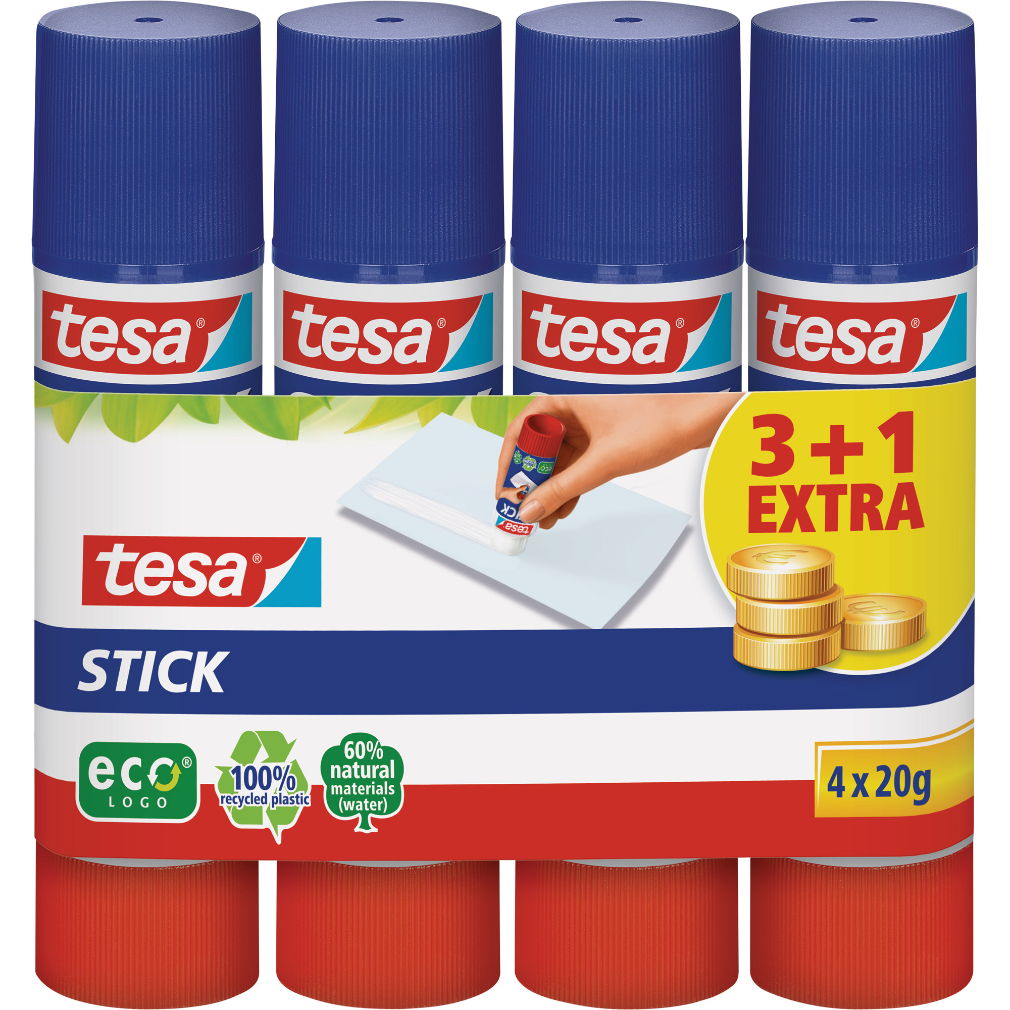 tesa Klebestifte, 3er Pack + 1 gratis, 20g tesa Klebestifte, 3er Pack + 1 gratis, 20g