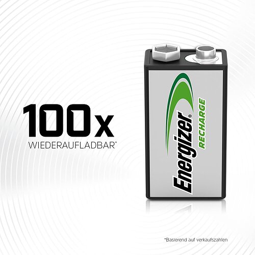 1x Energizer NiMH 9V Block 175mAh HR6F22 Power Plus Akku 