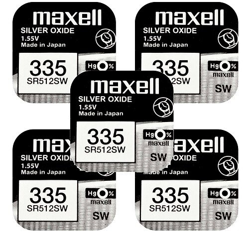 5x Maxell SR512SW 335 Silberoxid Batterie 1,55 V
