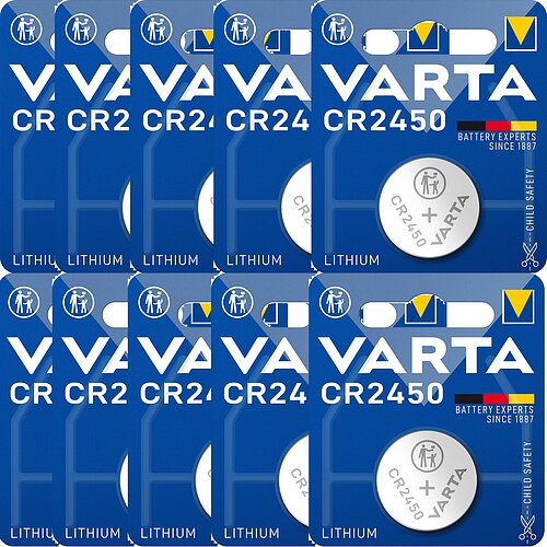 Varta CR2450 Lithium Knopfzelle 3V Batterie 10er Verpackung