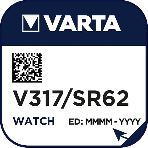 100x Varta SR516SW SR62 317 Silberoxid Batterie 1,55V 