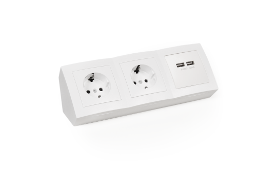 Steckdosenblock McPower ''Flair'' Aufbau, weiß, 2-fach Schutzkontakt + 2x USB