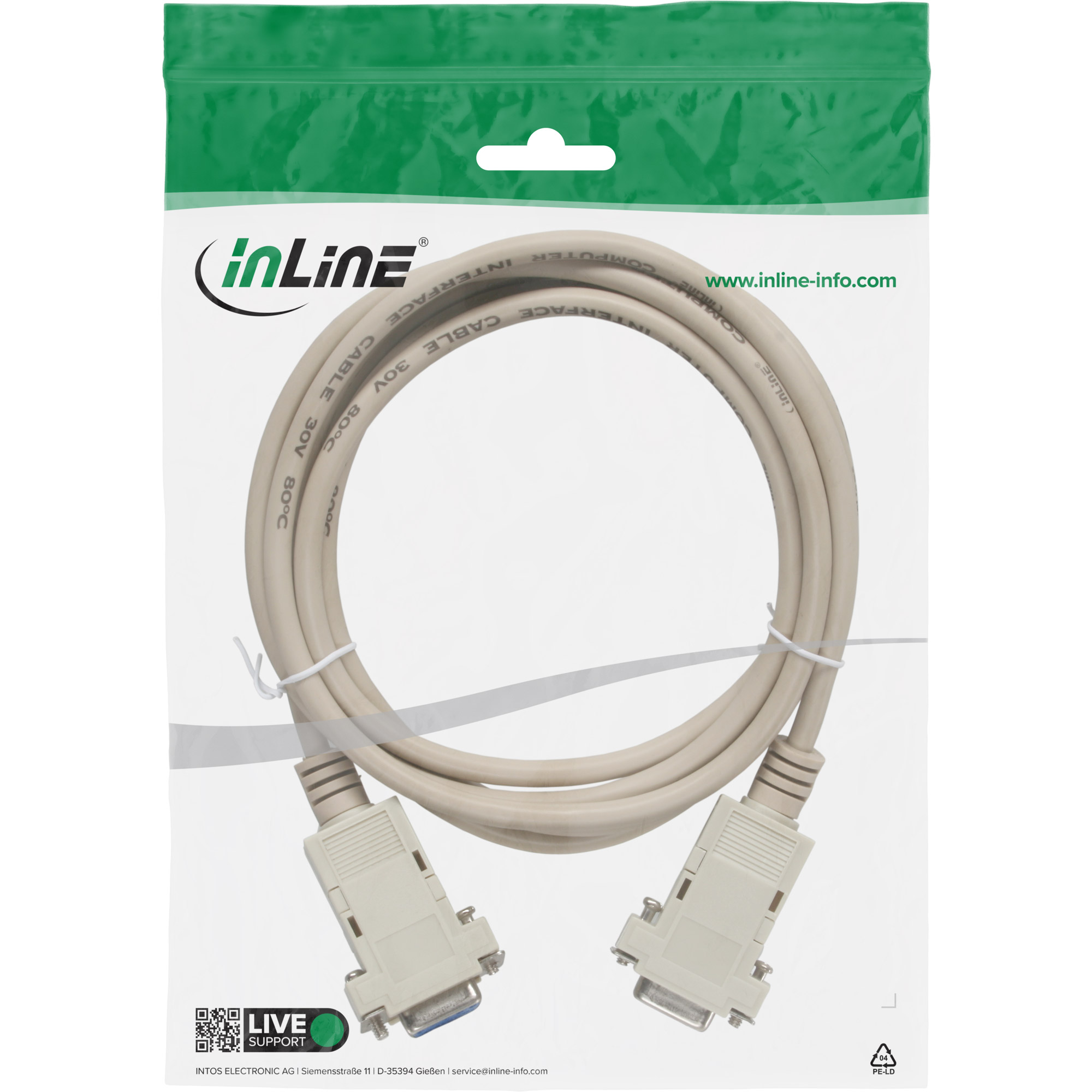 Inline® Nullmodemkabel, 9pol Buchse / Buchse, geklippt, 2m Inline® Nullmodemkabel, 9pol Buchse / Buchse, geklippt, 2m