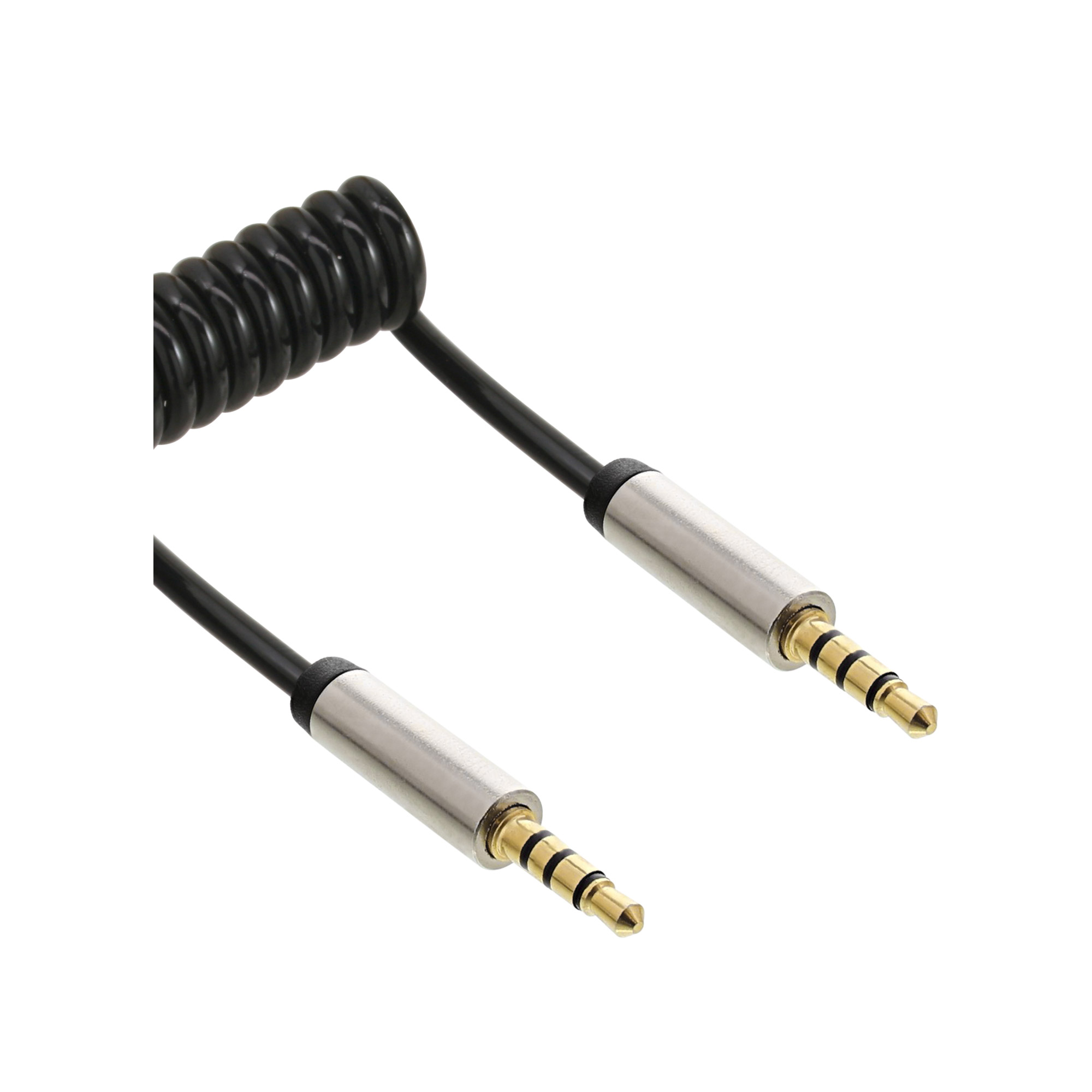 1m - Inline® Slim Audio Spiralkabel Klinke 3,5mm ST/ST, 4-polig, Stereo 1m - Inline® Slim Audio Spiralkabel Klinke 3,5mm ST/ST, 4-polig, Stereo