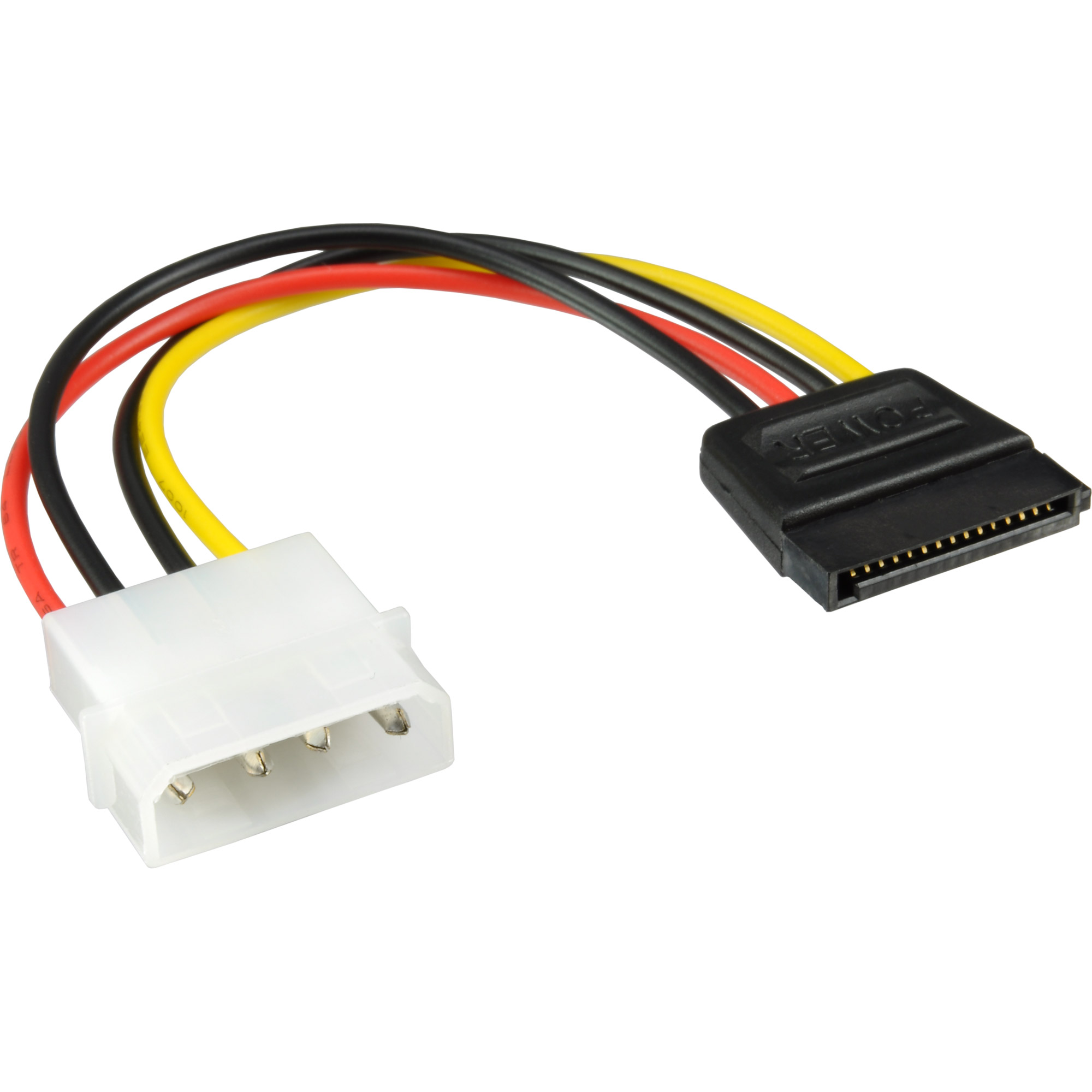 Inline® SATA Stromadapterkabel, 1x 13,34cm (5,25") BU an 15pol SATA ST, 0,15m