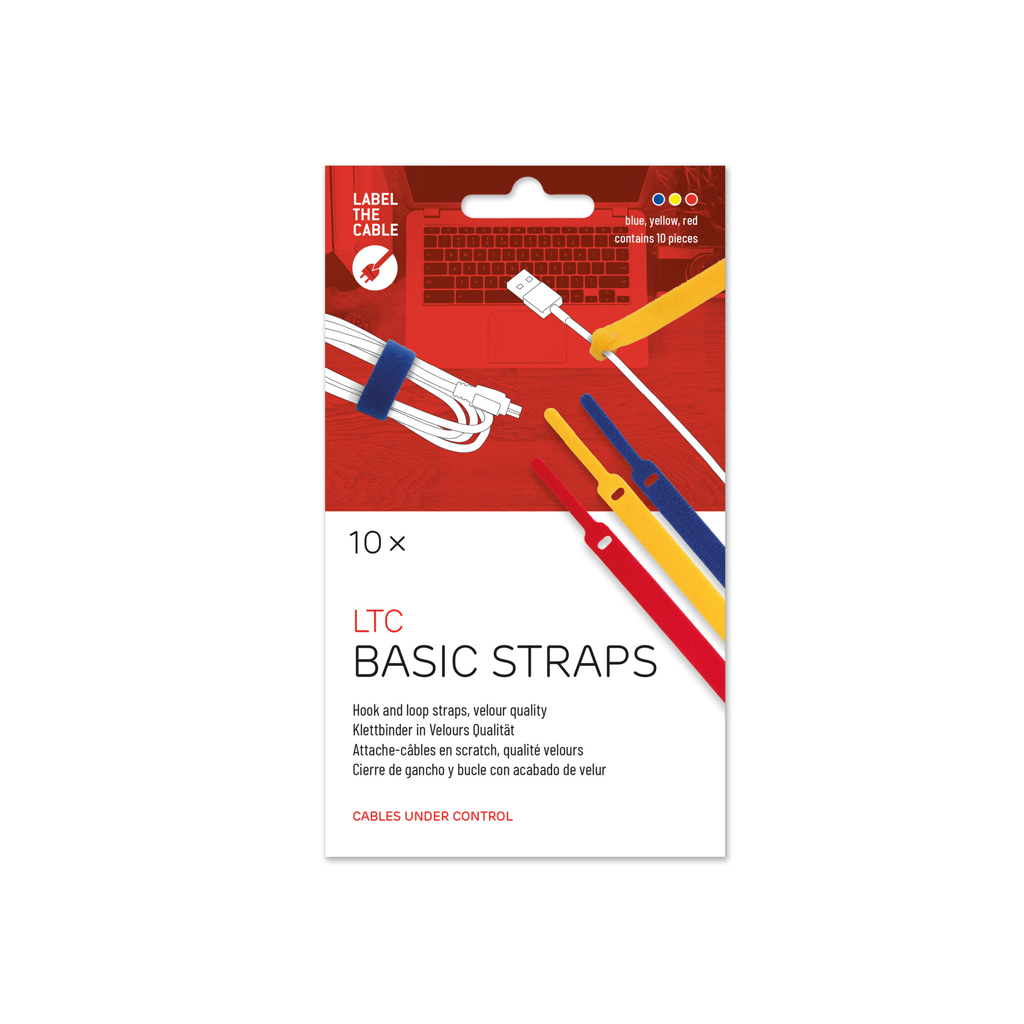 Label-The-Cable Basic, LTC 1130, 10er Set mix (gelb, blau, rot)