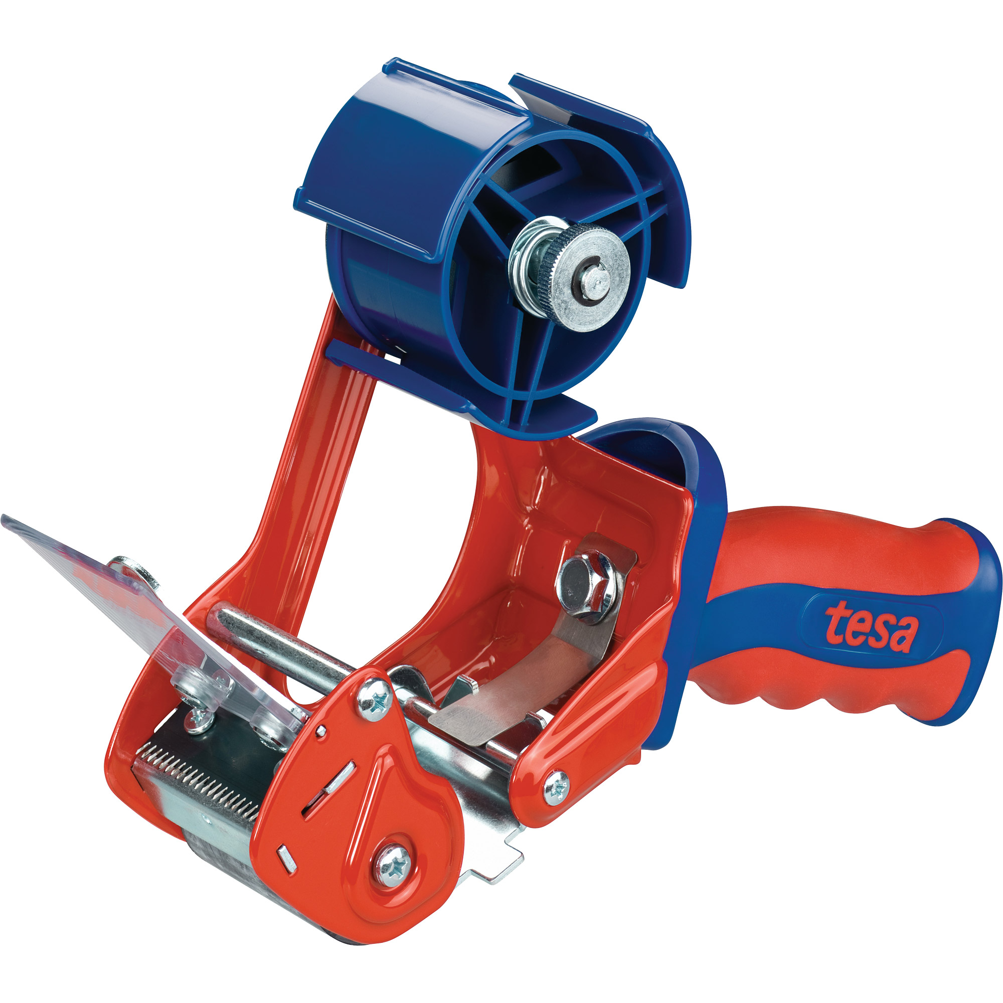 tesa Packbandhandabroller Comfort, bis 66m x 50mm, rot/blau tesa Packbandhandabroller Comfort, bis 66m x 50mm, rot/blau