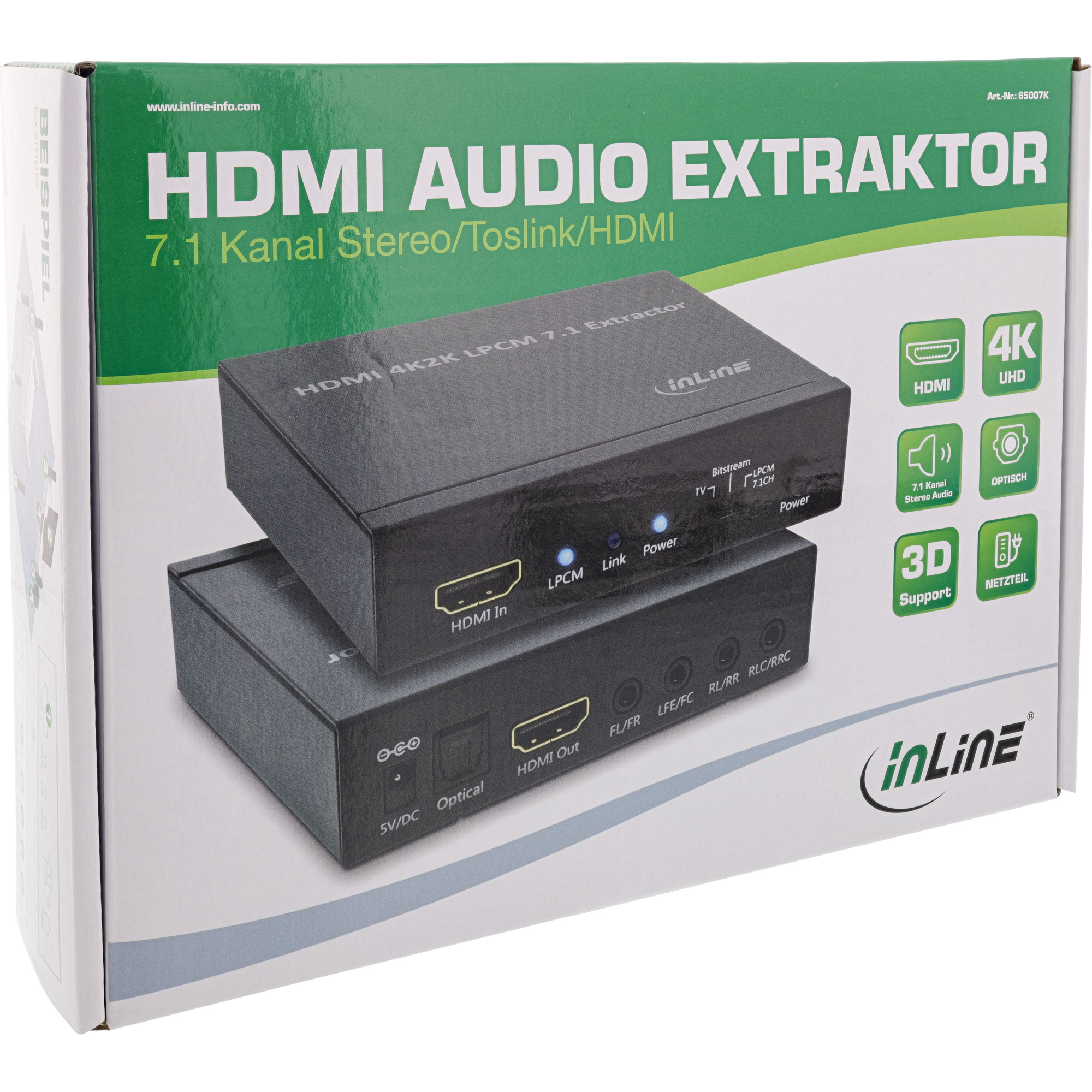 Inline® HDMI Audio Extraktor/Signaltrenner, Eingang 4K2K HDMI