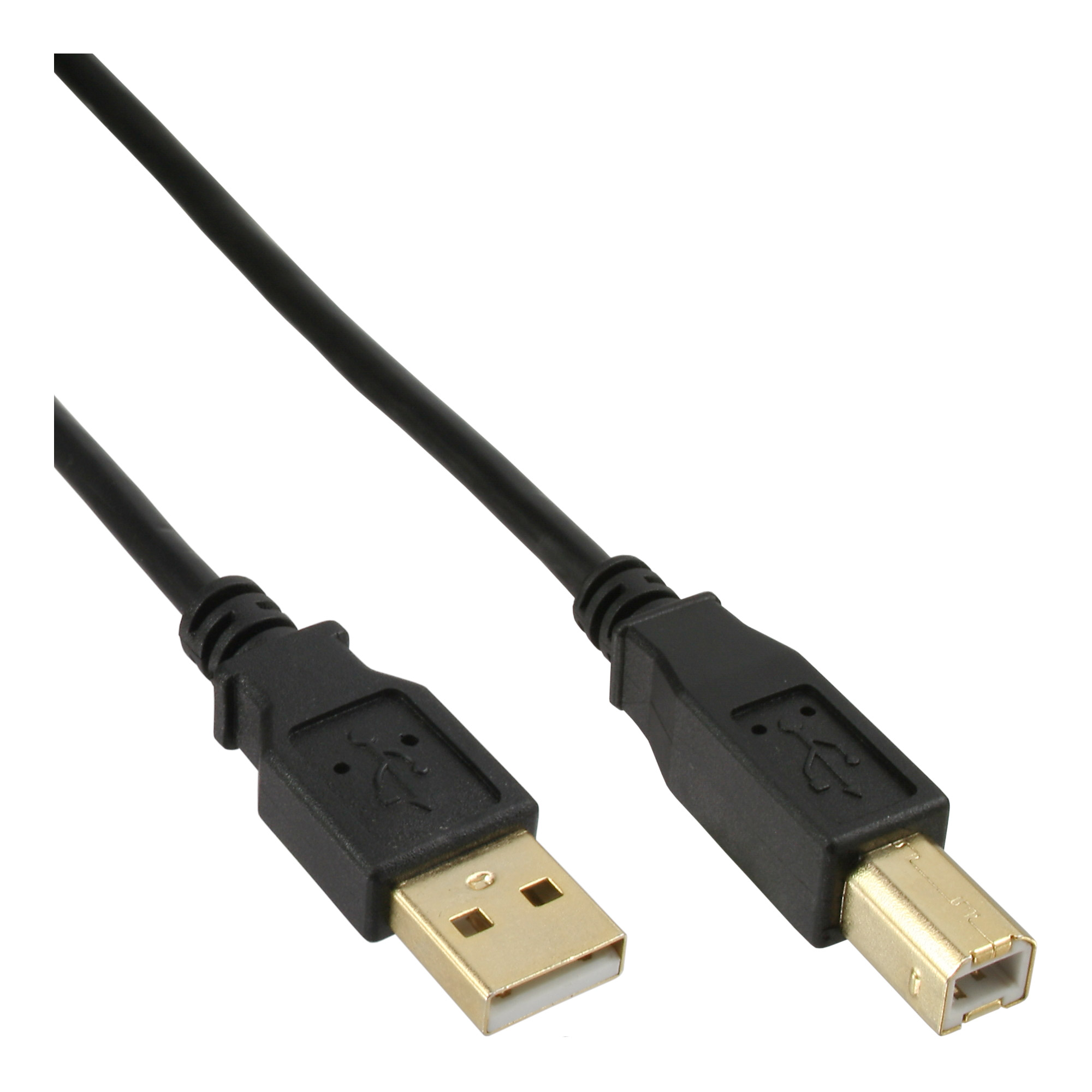 1m - 100er Bulk-Pack Inline® USB 2.0 Kabel, A an B, schwarz, Kontakte gold