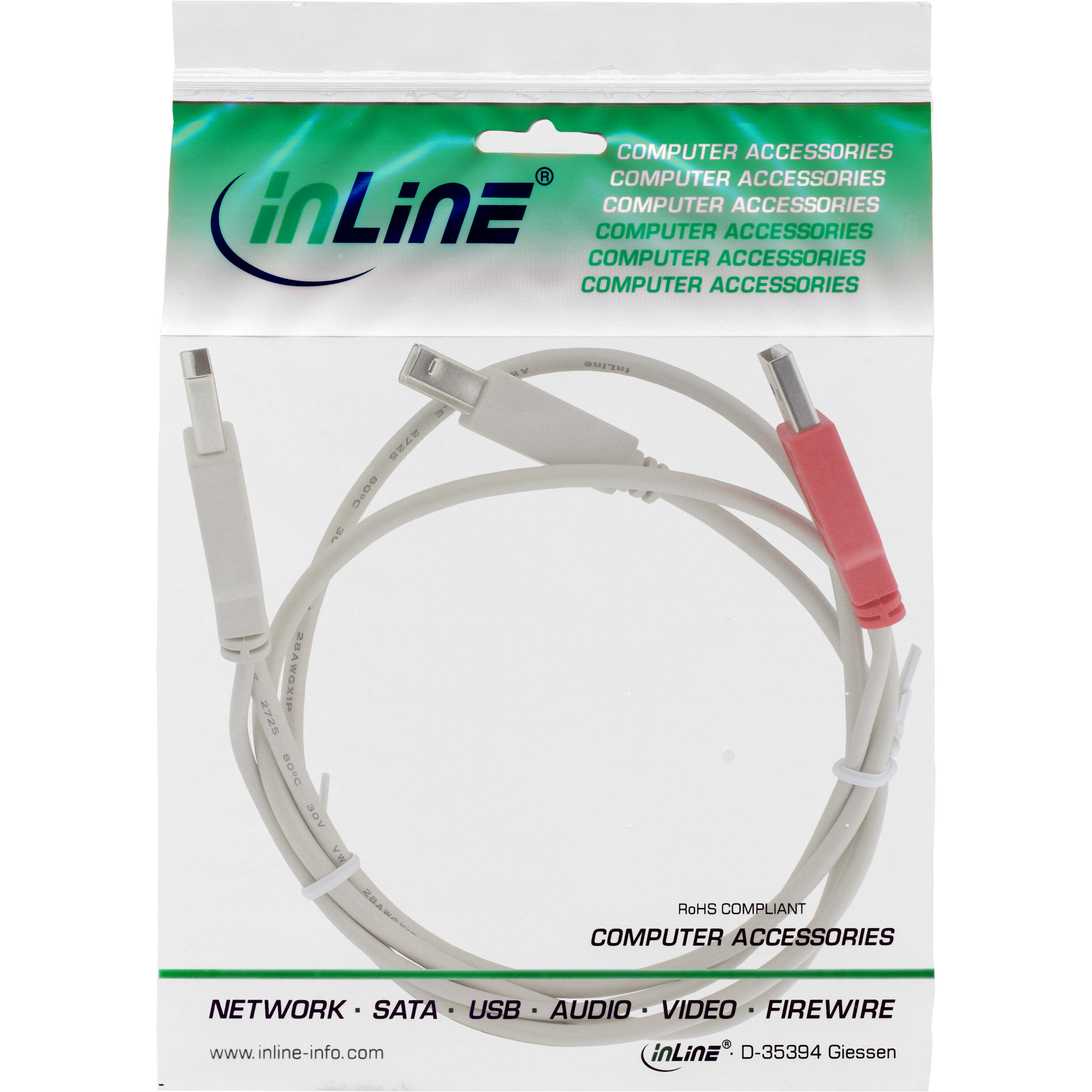 Inline® USB 2.0 Y-Anschlußkabel, 2x Stecker A an Stecker B, 1,0m