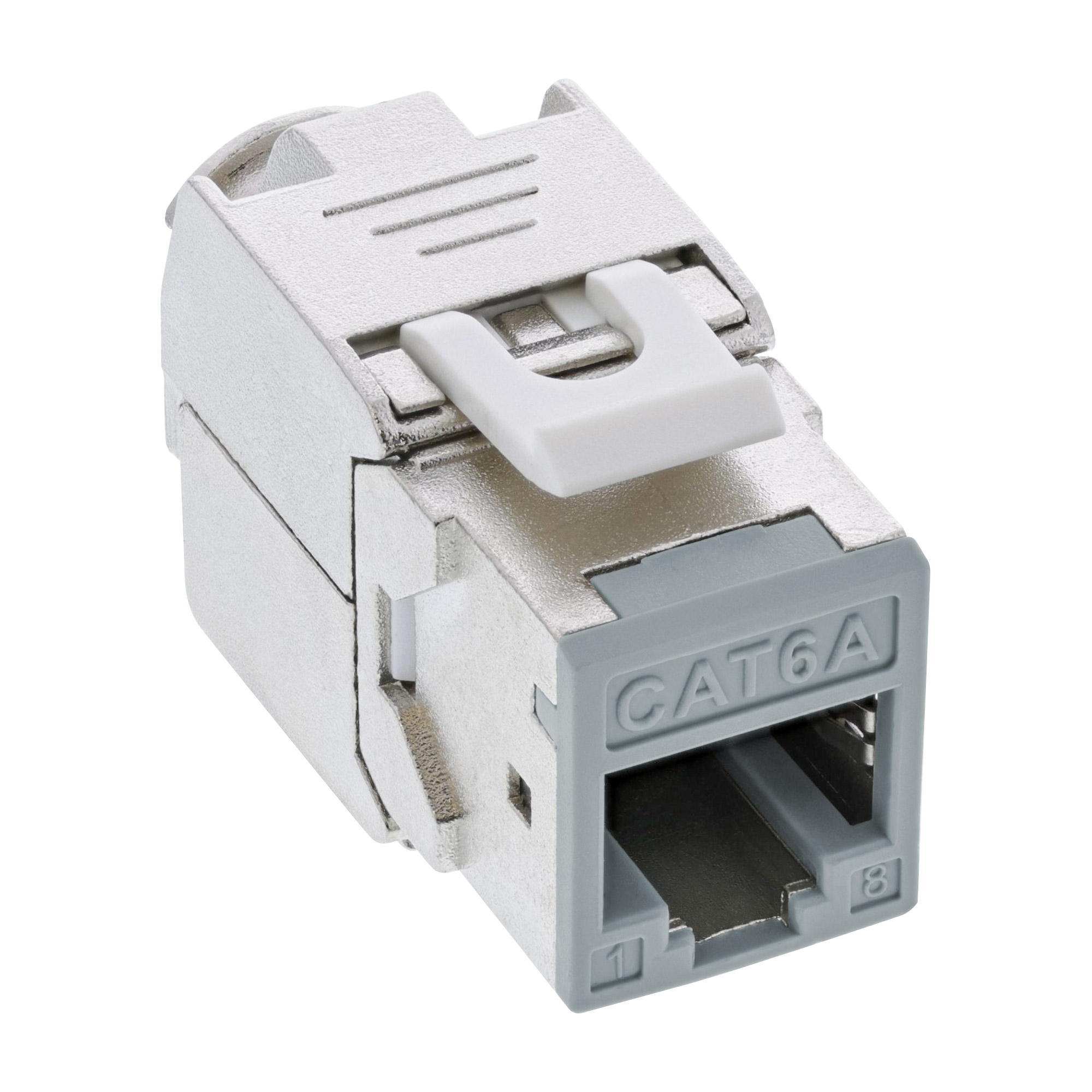 8x Inline® Keystone RJ45 Buchse, geschirmt, Cat.6A, grau