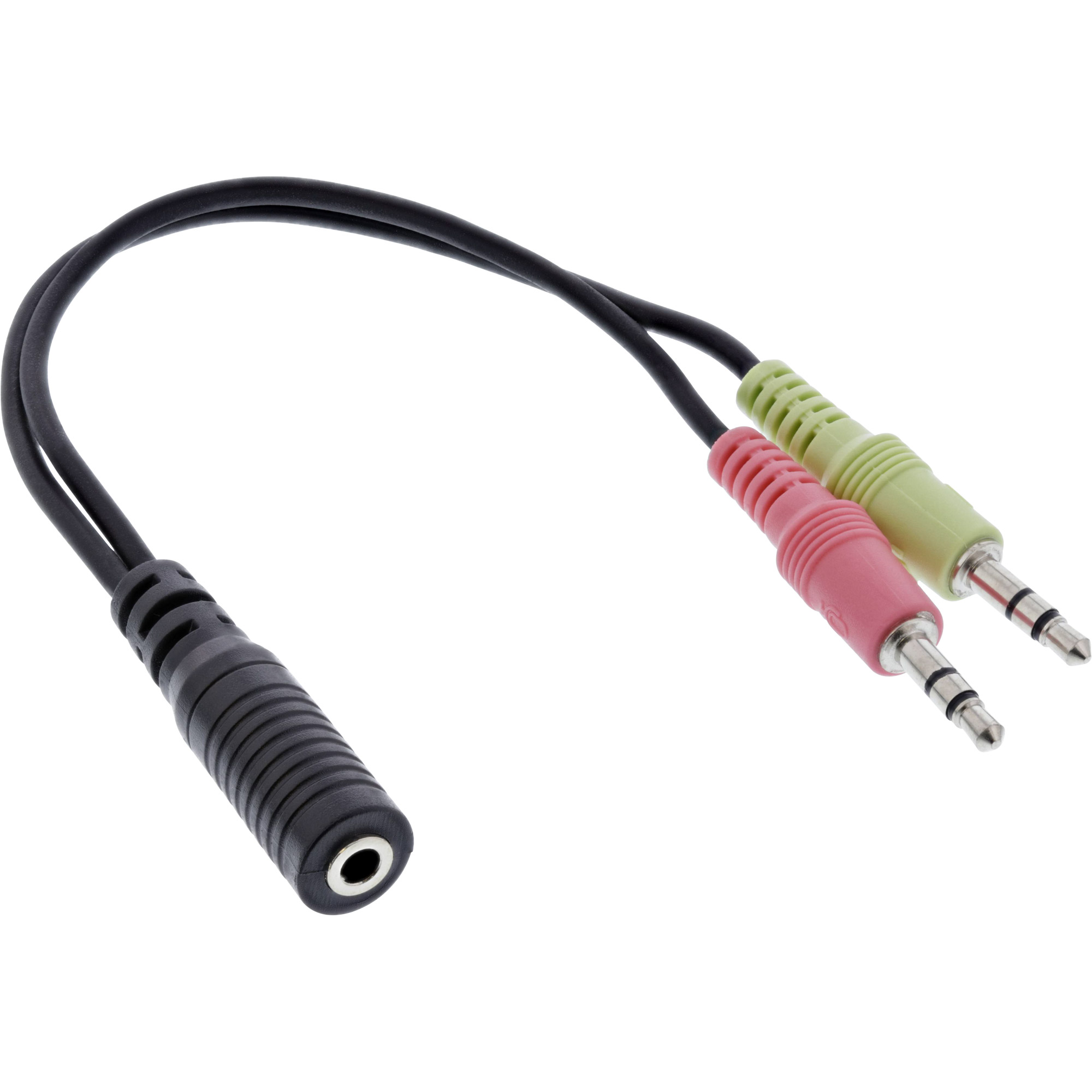 0.15m - Inline® Audio Headset Adapterkabel, 2x 3,5mm Stecker an 3,5mm Buchse CTIA