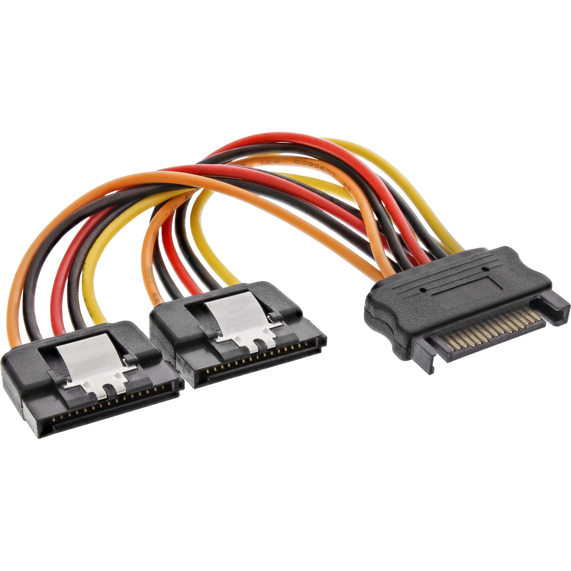 Inline® SATA Strom-Y-Kabel, SATA Buchse an 2x SATA ST mit Lasche, 0,30m