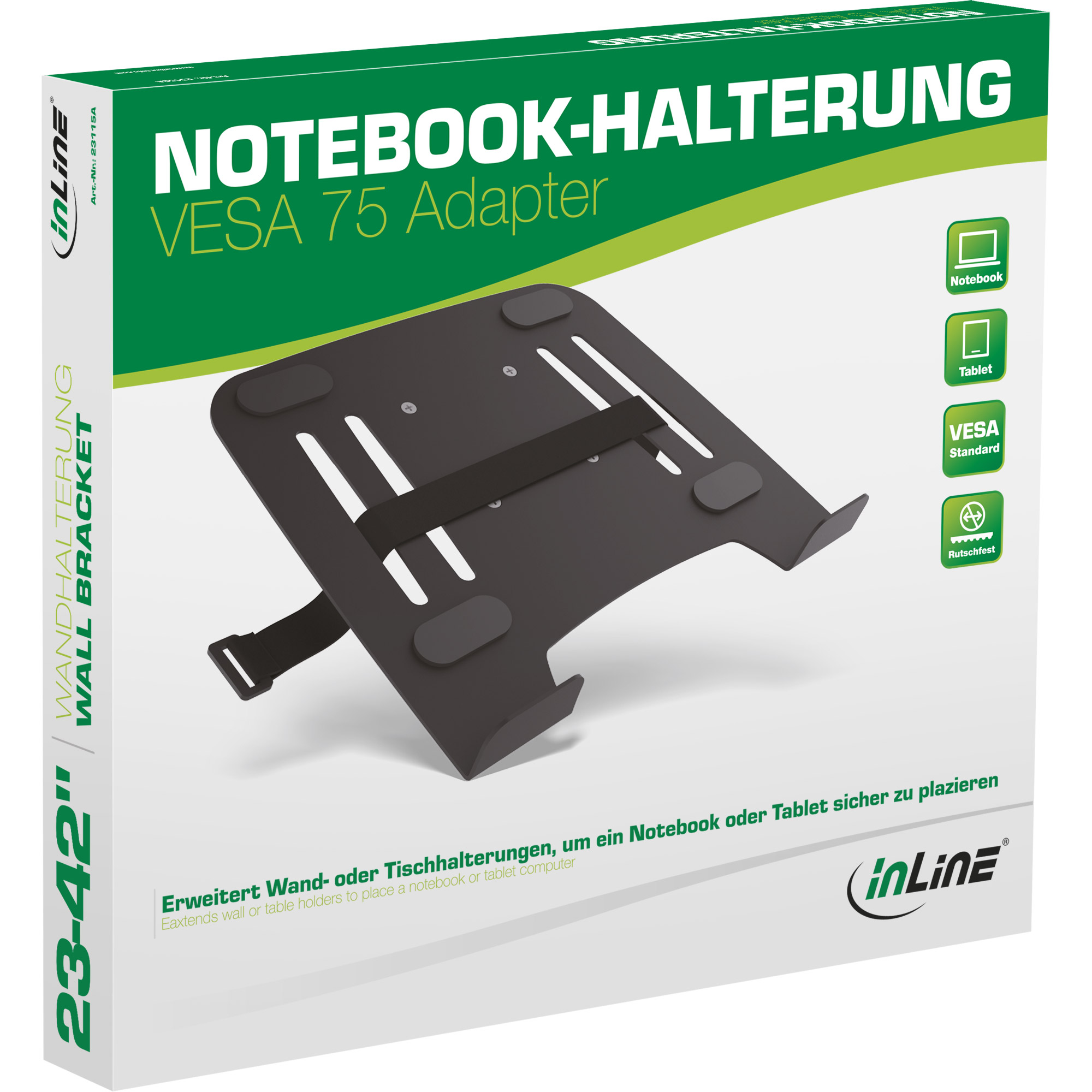 Inline® Notebook-Halterung mit VESA 75 Adapter