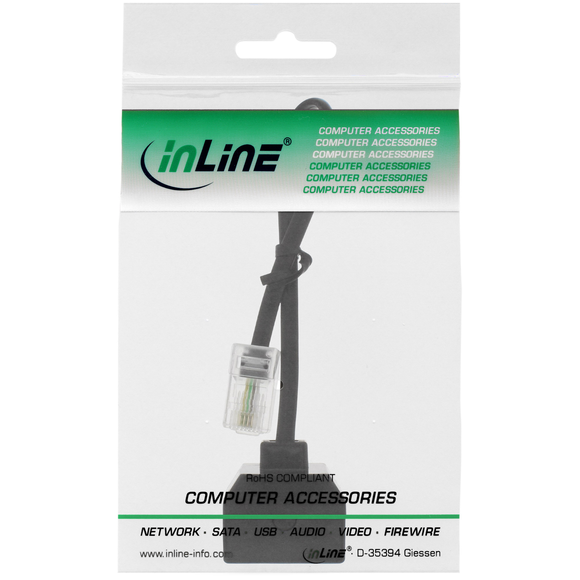 0.15m - Inline® ISDN Verteiler 1x RJ45 ST / 2x RJ45 BU, (8P4C), o. Endwiederstände