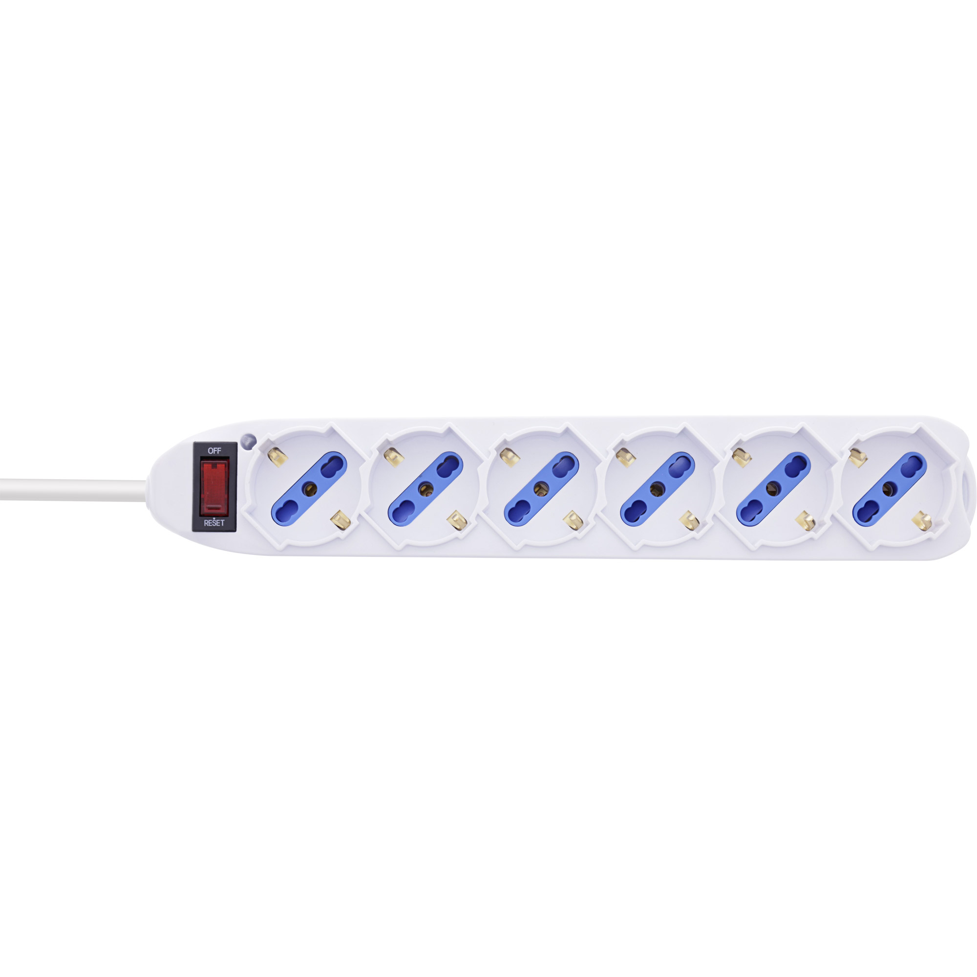 InLine® Steckdosenleiste ITALIEN, 6-fach, mit Schalter, 1,5m, weiß