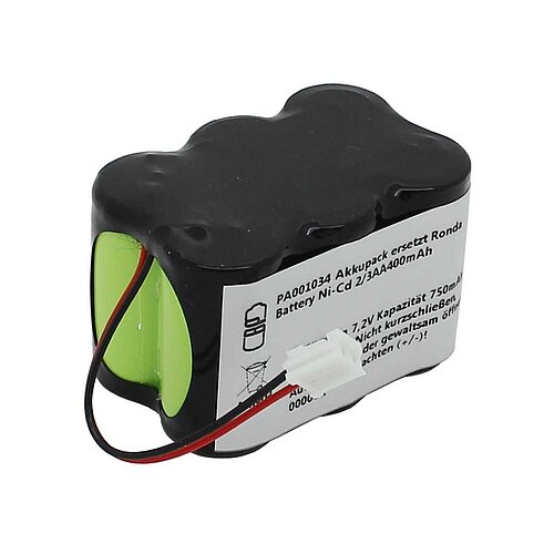 Akkupack NiMH 7,2V 750mAh F2x3 GP75AAH mit Kabel und Stecker ersetzt Ronda Battery Ni-Cd 2/3AA400mAh Akkupack NiMH 7,2V 750mAh F2x3 GP75AAH mit Kabel und Stecker ersetzt Ronda Battery Ni-Cd 2/3AA400mAh