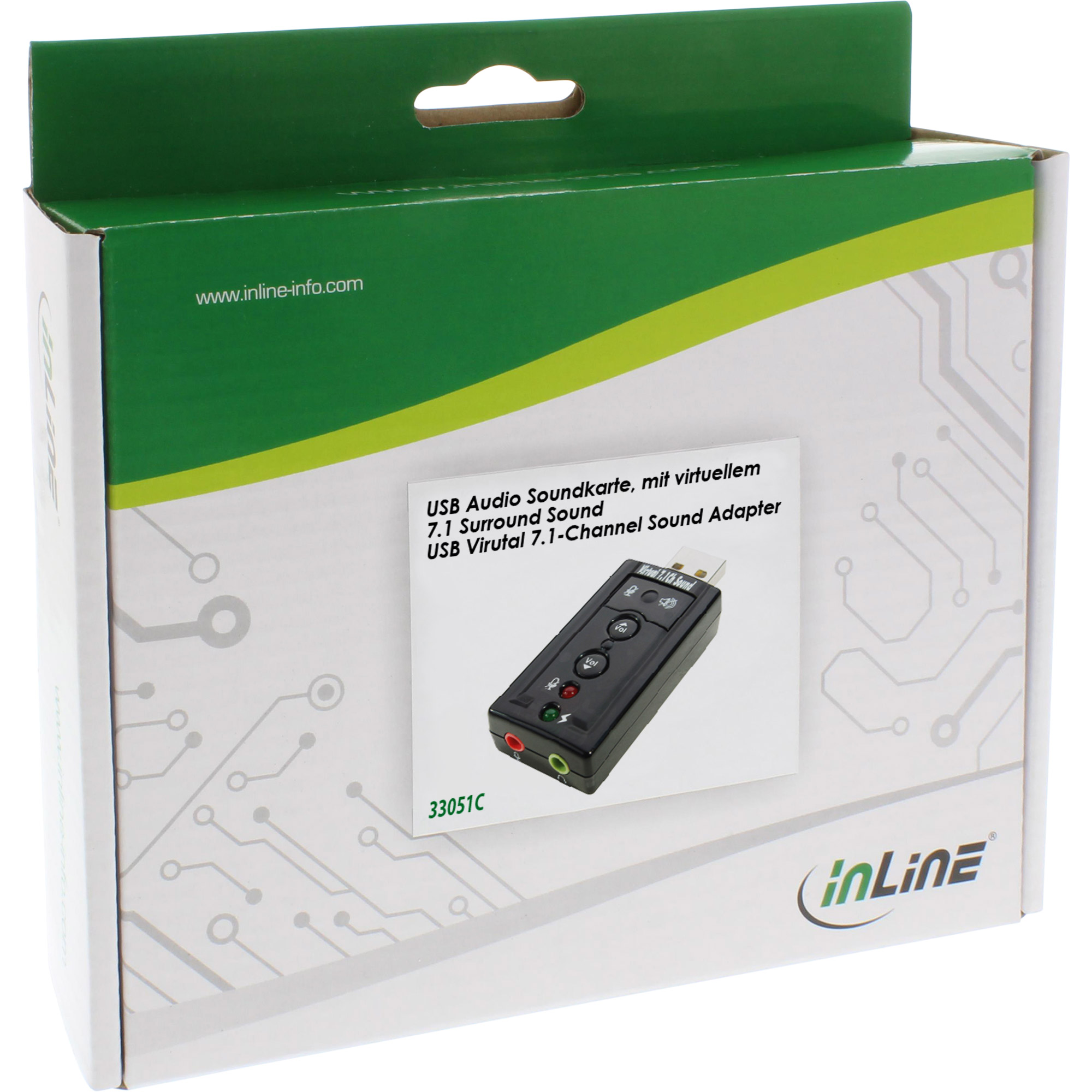 Inline® USB Audio Soundkarte, mit virtuellem 7.1 Surround Sound