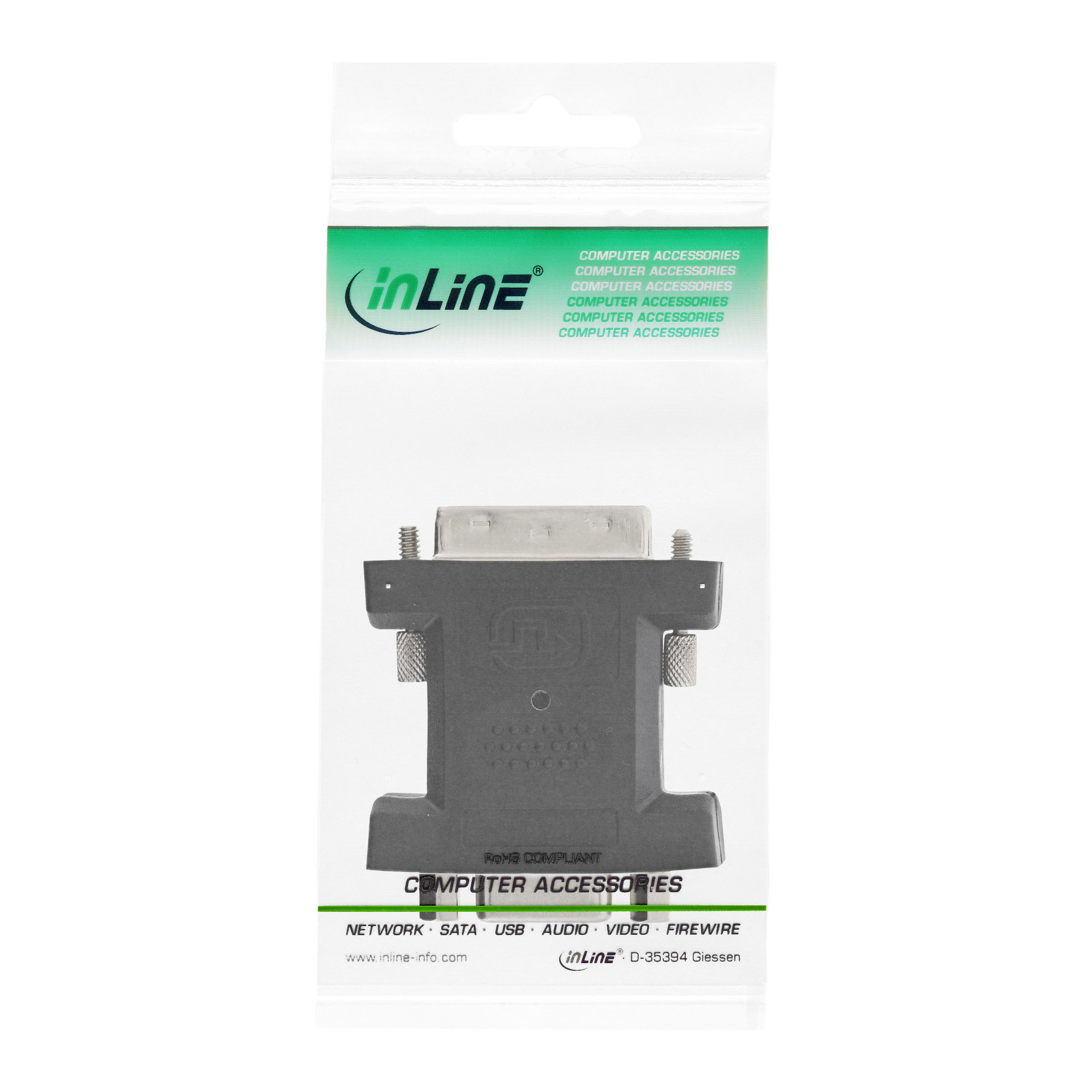 Inline® DVI-A Adapter, Analog 12+5 Stecker auf 15pol HD Buchse (VGA)