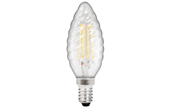 LED Filament Kerzenlampe gedreht McShine ''Filed'', E14, 4W, 490 lm, warmweiß, klar