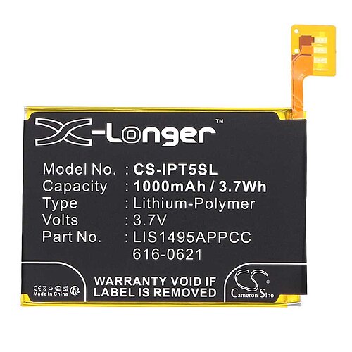 MP3-Akku LiPoly 3,7V 1000mAh passend für Apple iPod Touch 5 MP3-Akku LiPoly 3,7V 1000mAh passend für Apple iPod Touch 5