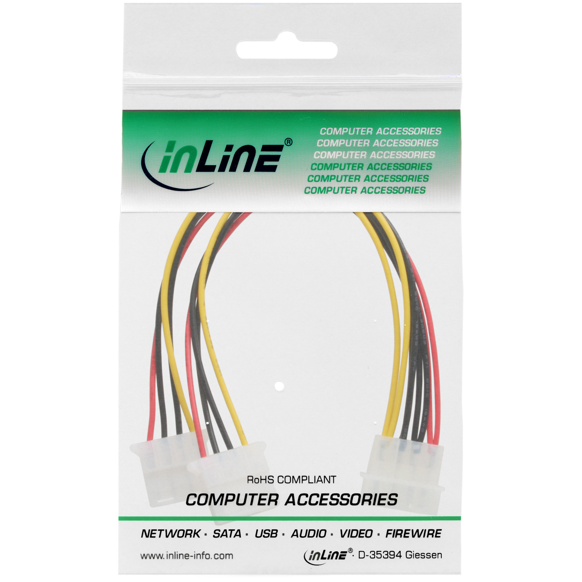 Inline® Strom Y-Kabel intern, 1x 5,25" an 2x 5,25", bulk 0,20m