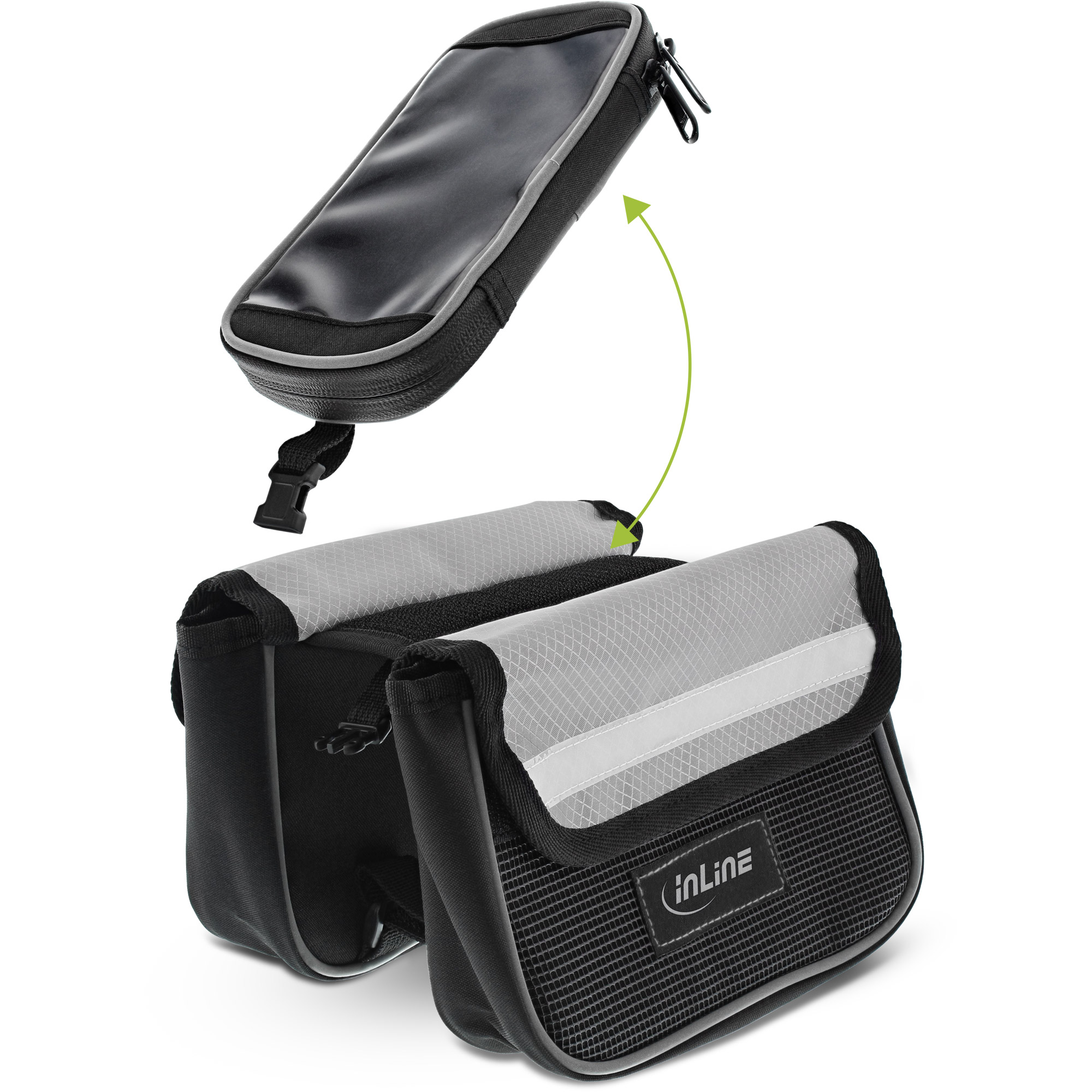 Inline® Sport Fahrradtasche Multi zur Montage auf den Rahmen, schwarz