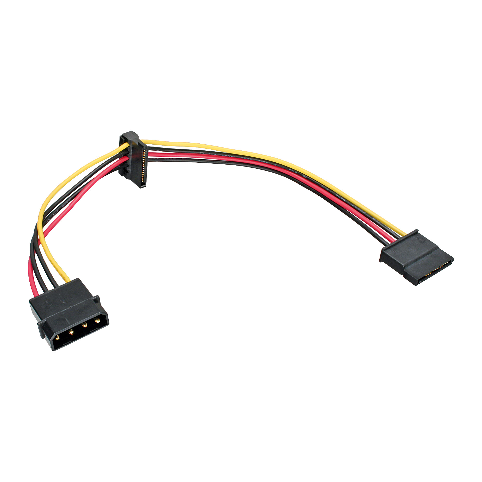 Inline® Strom Kabel intern, 1x 13,34cm (5,25") an 2x 15pol SATA, 0,30m