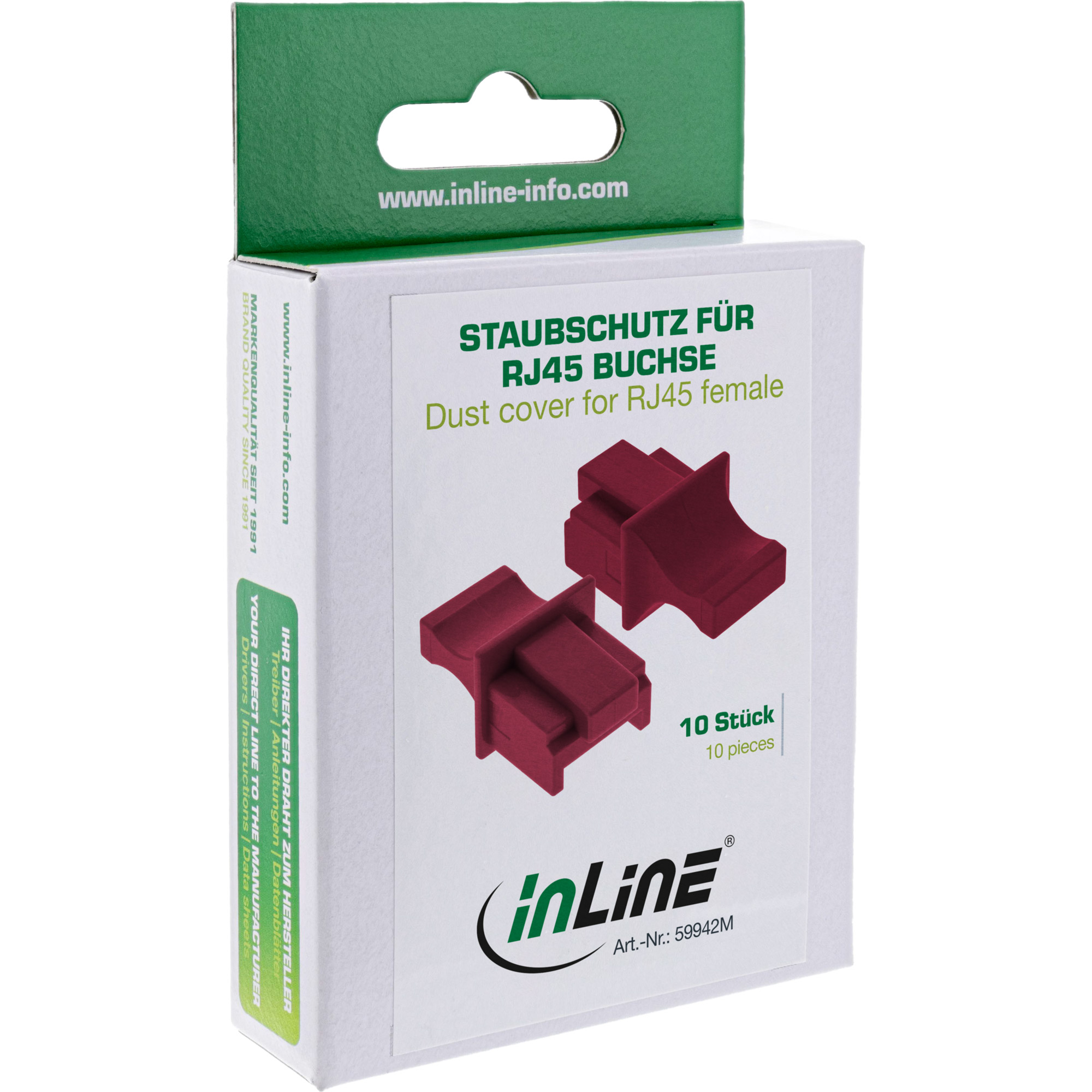 Inline® Staubschutz, für RJ45 Buchse dunkelrot 10er Blister