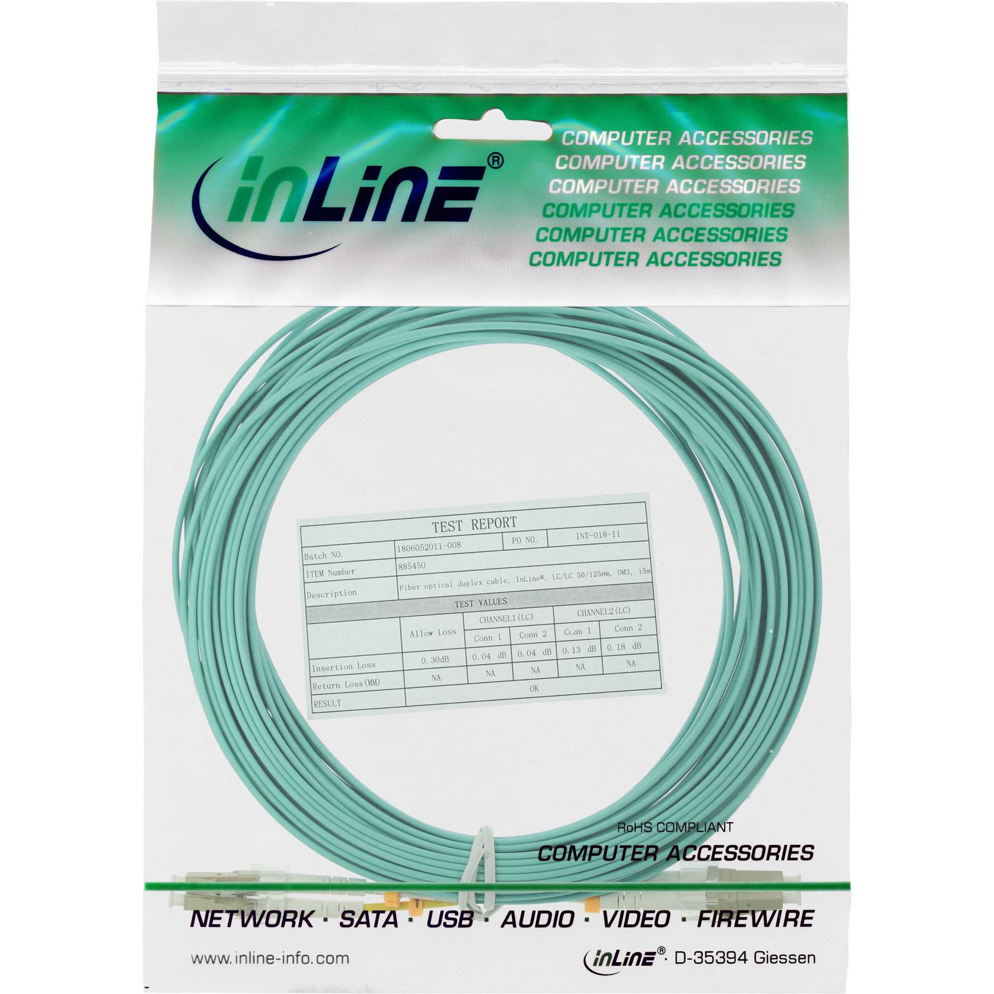 Inline® LWL Duplex Kabel, LC/LC, 50/125µm, OM3, 50m
