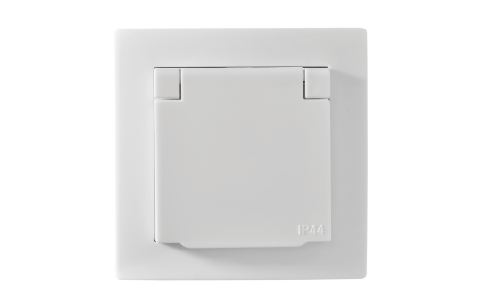 Schutzkontakt-Steckdose McPower ''Flair'', 250V~/16A, UP, IP44, weiß