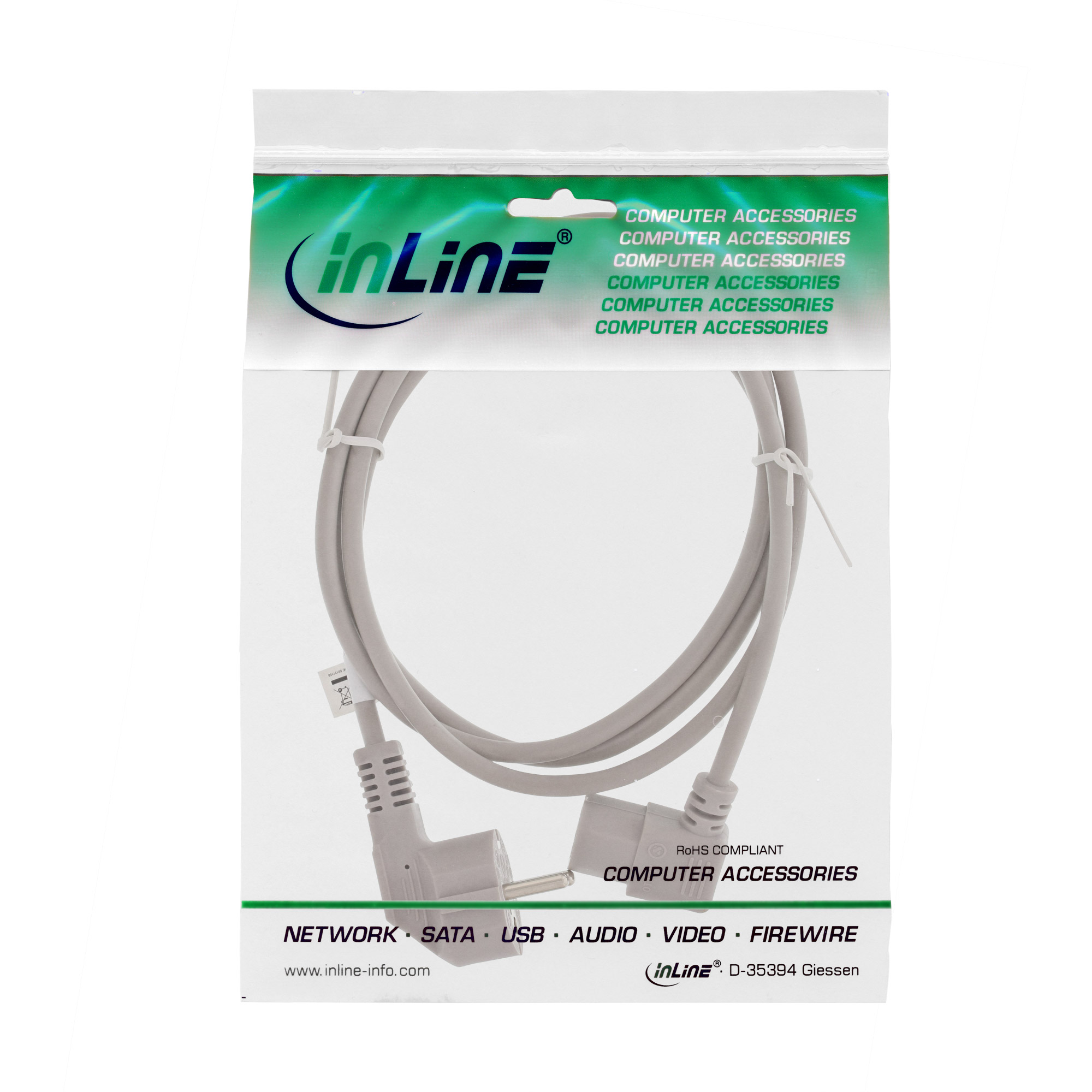 0.5m - Inline® Netzkabel, Schutzkontakt gew. auf Kaltgerätest. C13 rechts gew. gr. 0.5m - Inline® Netzkabel, Schutzkontakt gew. auf Kaltgerätest. C13 rechts gew. gr.
