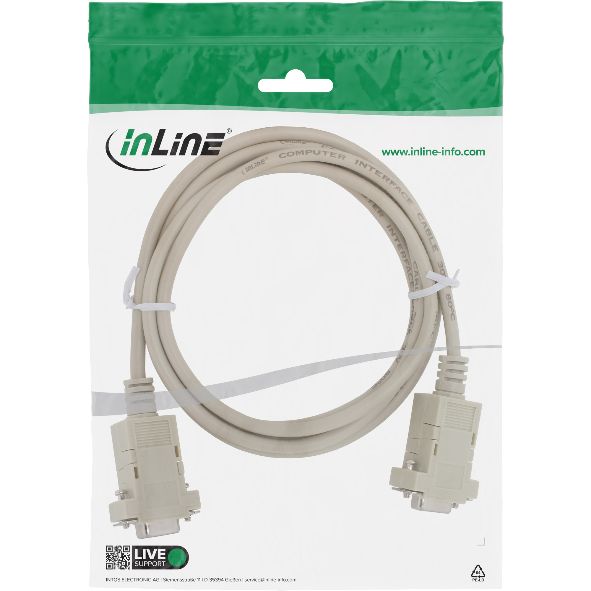 Inline® Nullmodemkabel, 9pol Buchse / Buchse, geklippt, 2m Inline® Nullmodemkabel, 9pol Buchse / Buchse, geklippt, 2m