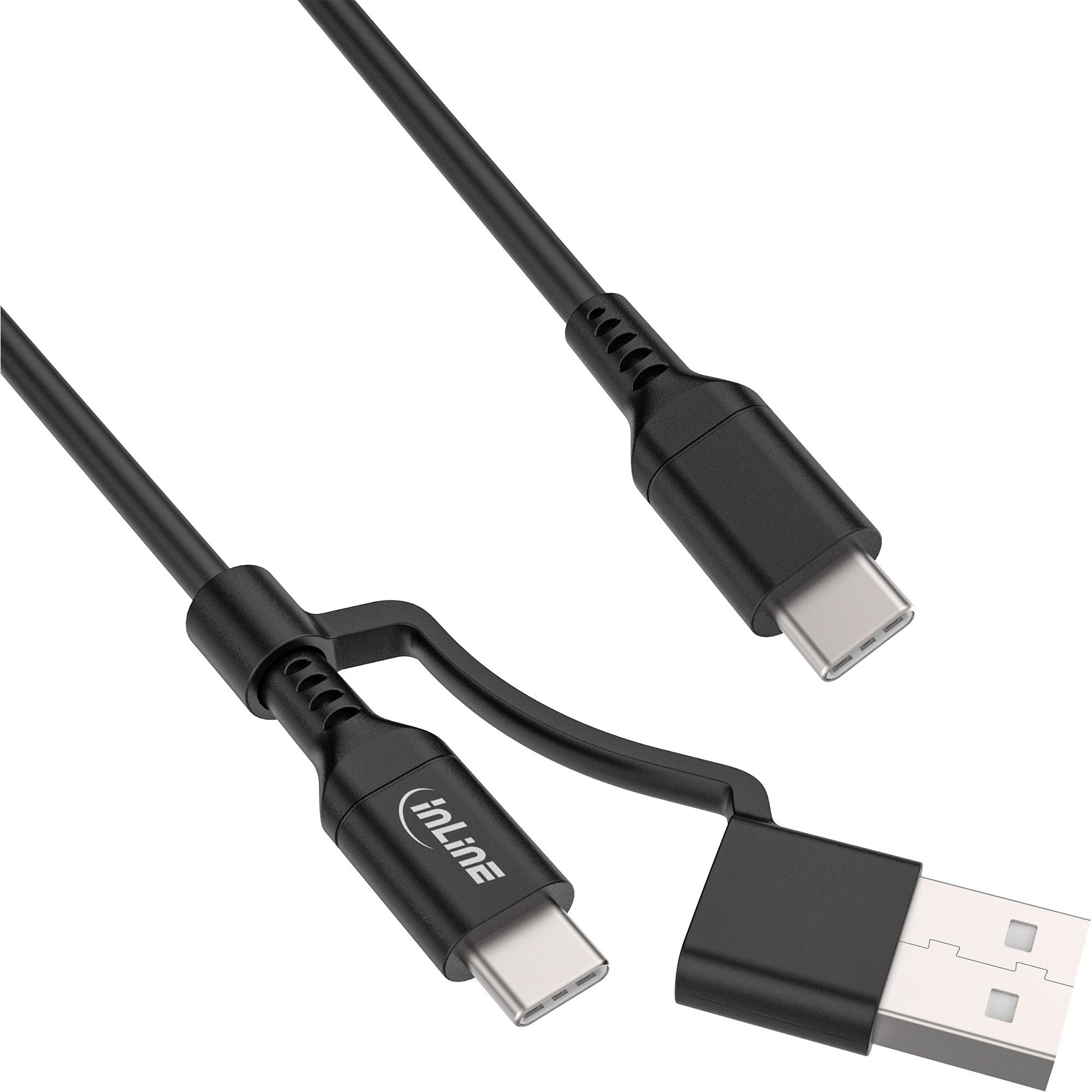 InLine® 2-in-1 USB-C Kabel + USB-A Adapter, USB 2.0, 100W, TPE, schwarz, 2m InLine® 2-in-1 USB-C Kabel + USB-A Adapter, USB 2.0, 100W, TPE, schwarz, 2m
