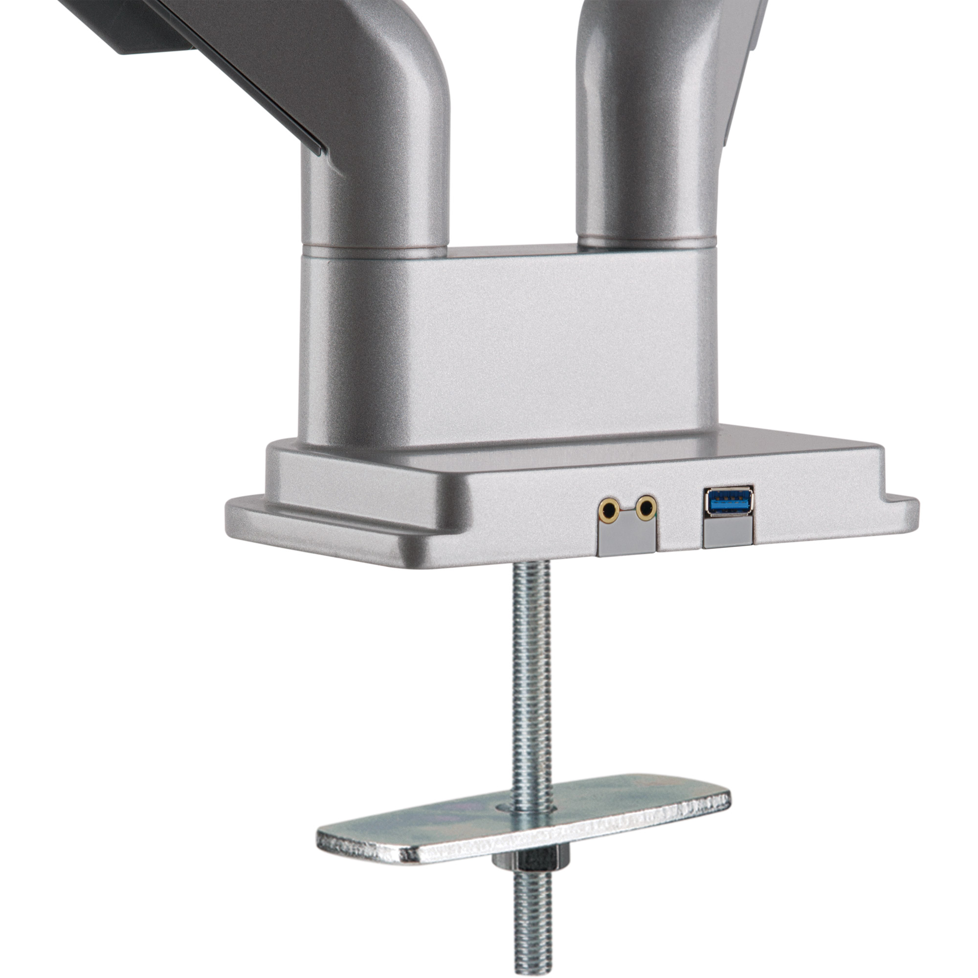 Inline® Tischhalterung mit Lifter & USB/Audio, 2 Monitore bis 81cm (32"),silber