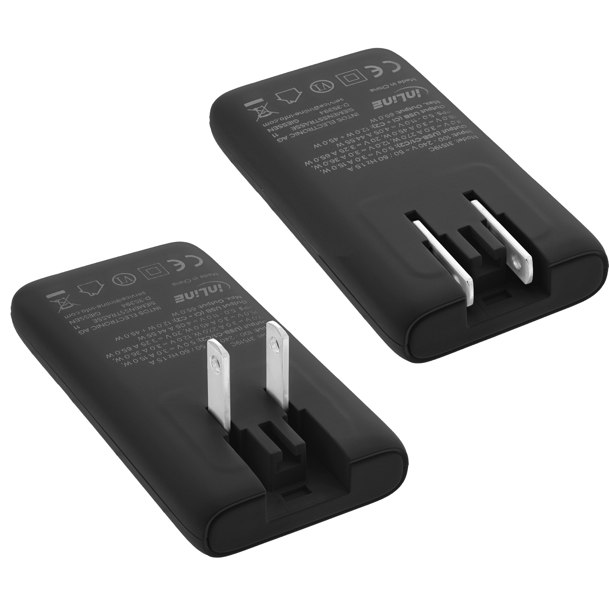 InLine® USB Reise-Netzteil Ladegerät, Dual USB-C, PD, PPS, 65W, flach, schwarz InLine® USB Reise-Netzteil Ladegerät, Dual USB-C, PD, PPS, 65W, flach, schwarz