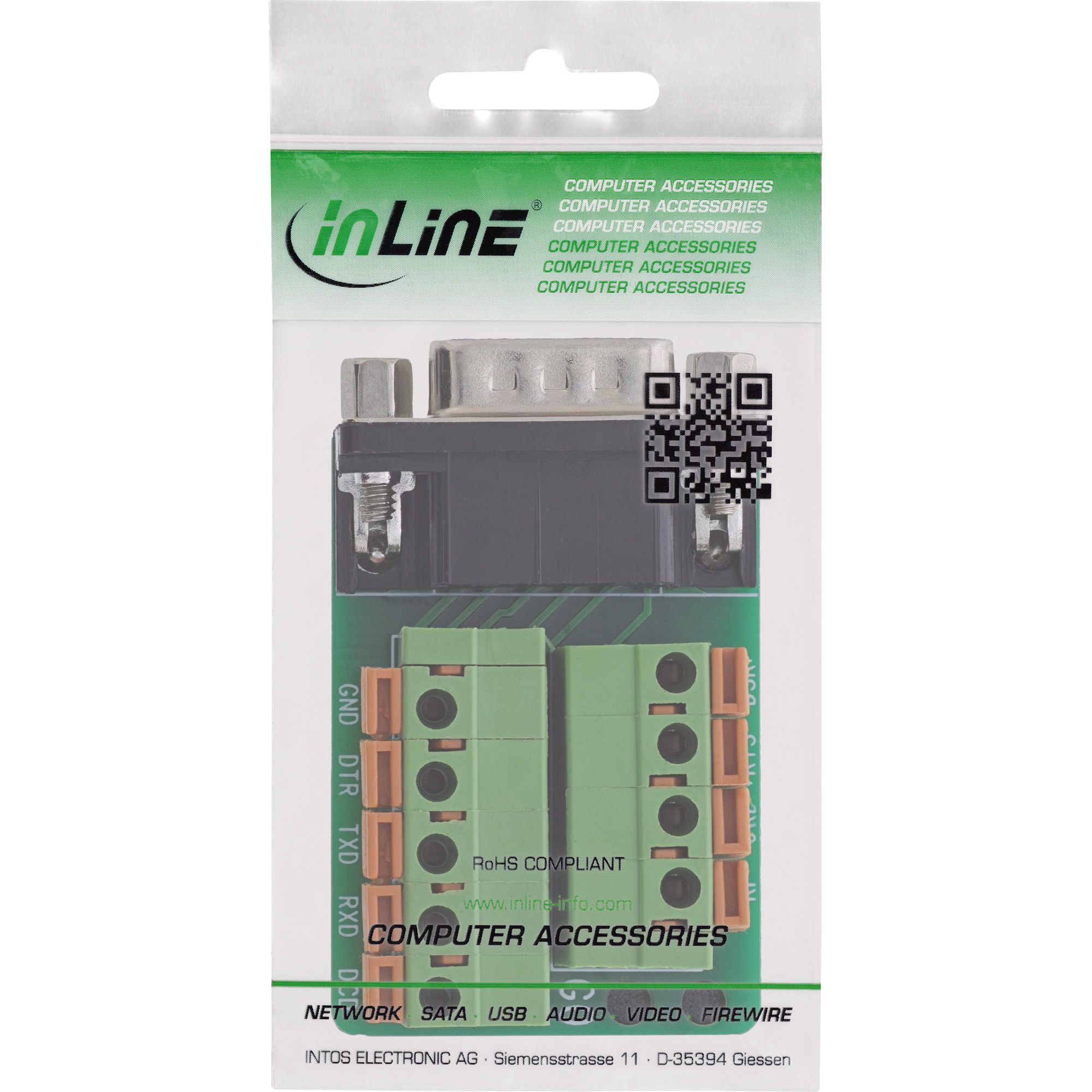 InLine® Terminalblock D-Sub 9 Stecker, Federklemme, Schraubsicherung InLine® Terminalblock D-Sub 9 Stecker, Federklemme, Schraubsicherung