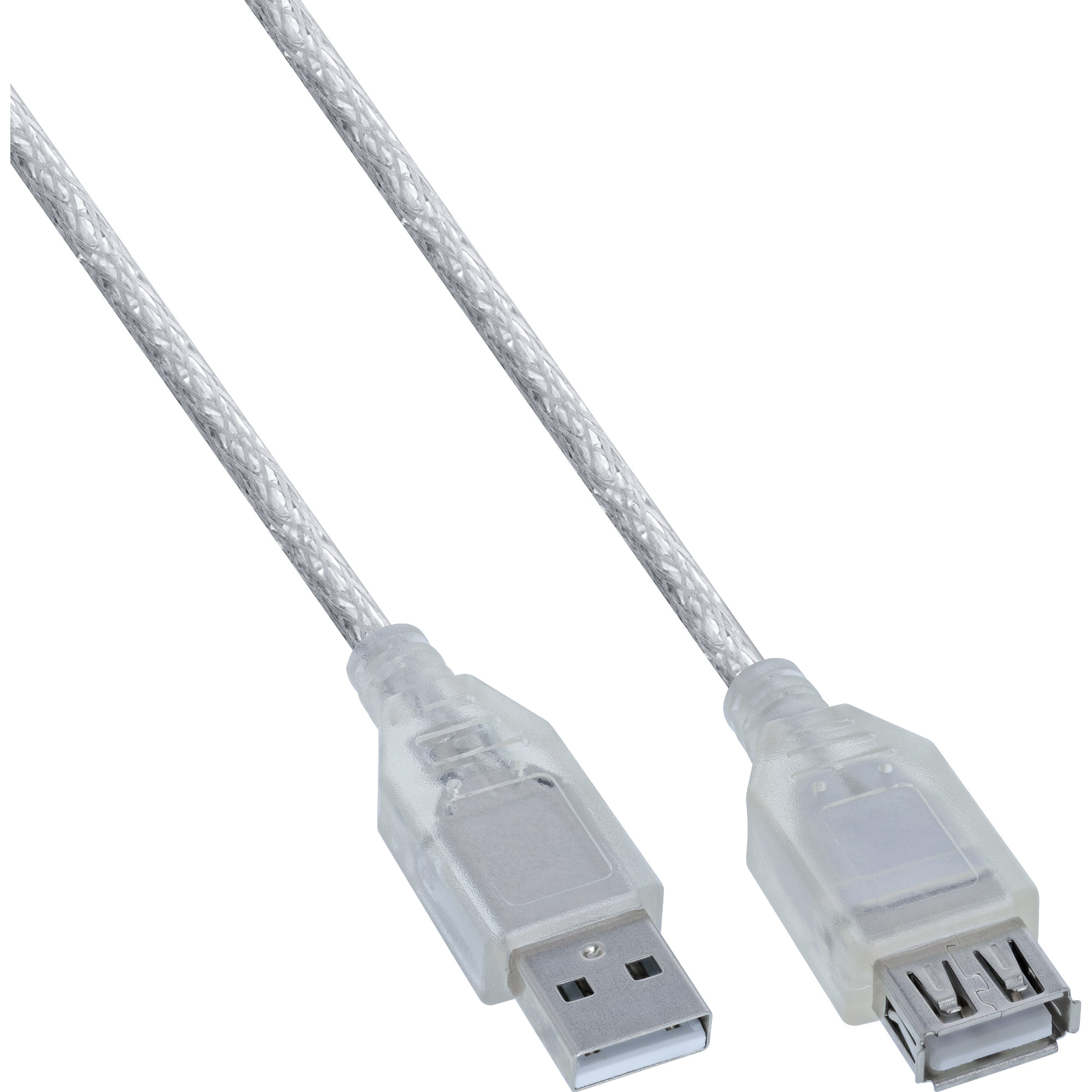Inline® USB 2.0 VerLängerung, St/Bu, Typ A, transparent, 3m